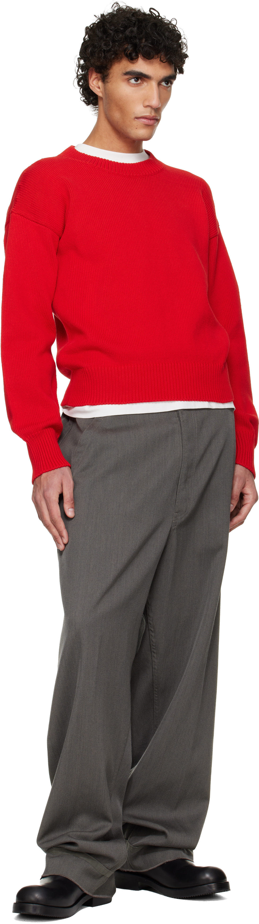 Jil Sander - Pull rouge en coton