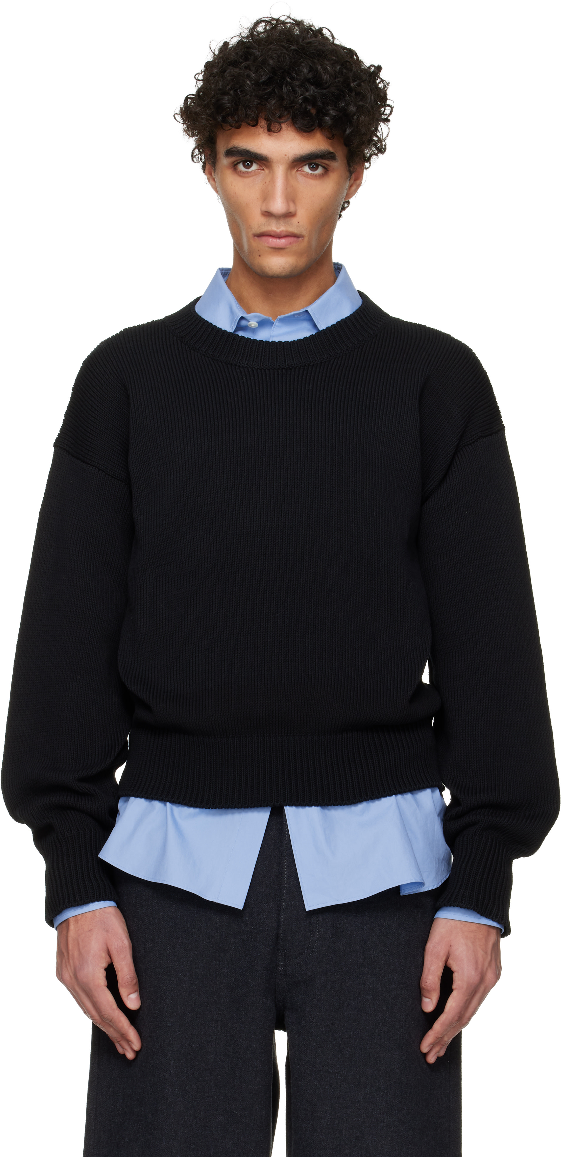 Jil Sander - Pull noir en coton