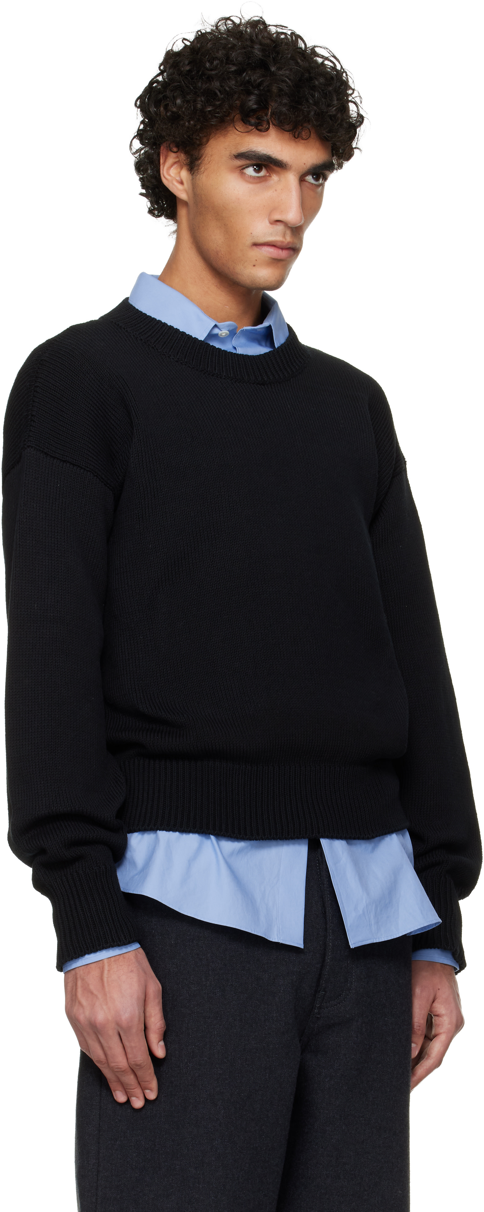 Jil Sander - Pull noir en coton