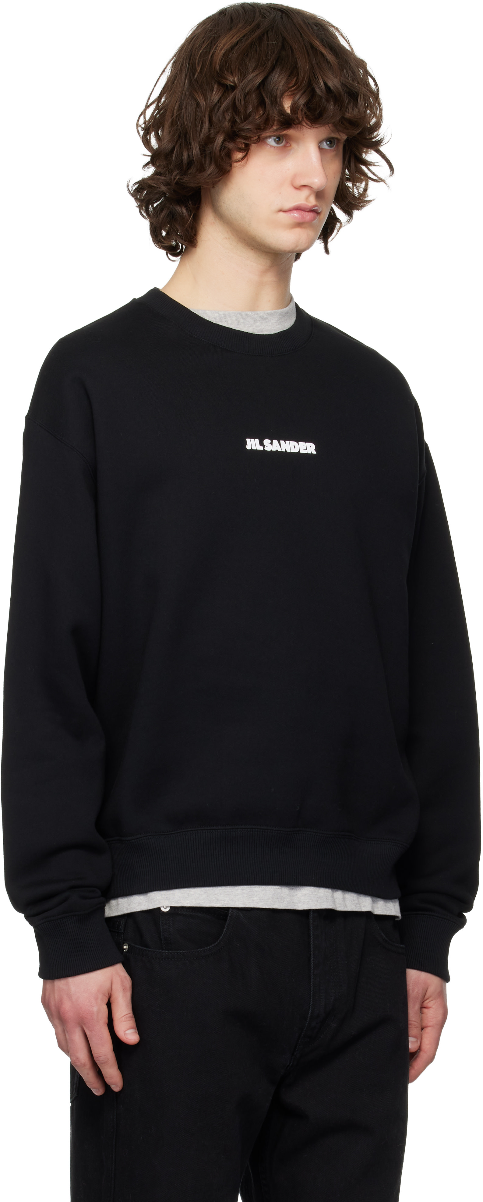 Jil Sander - Pull molletonné noir à logo