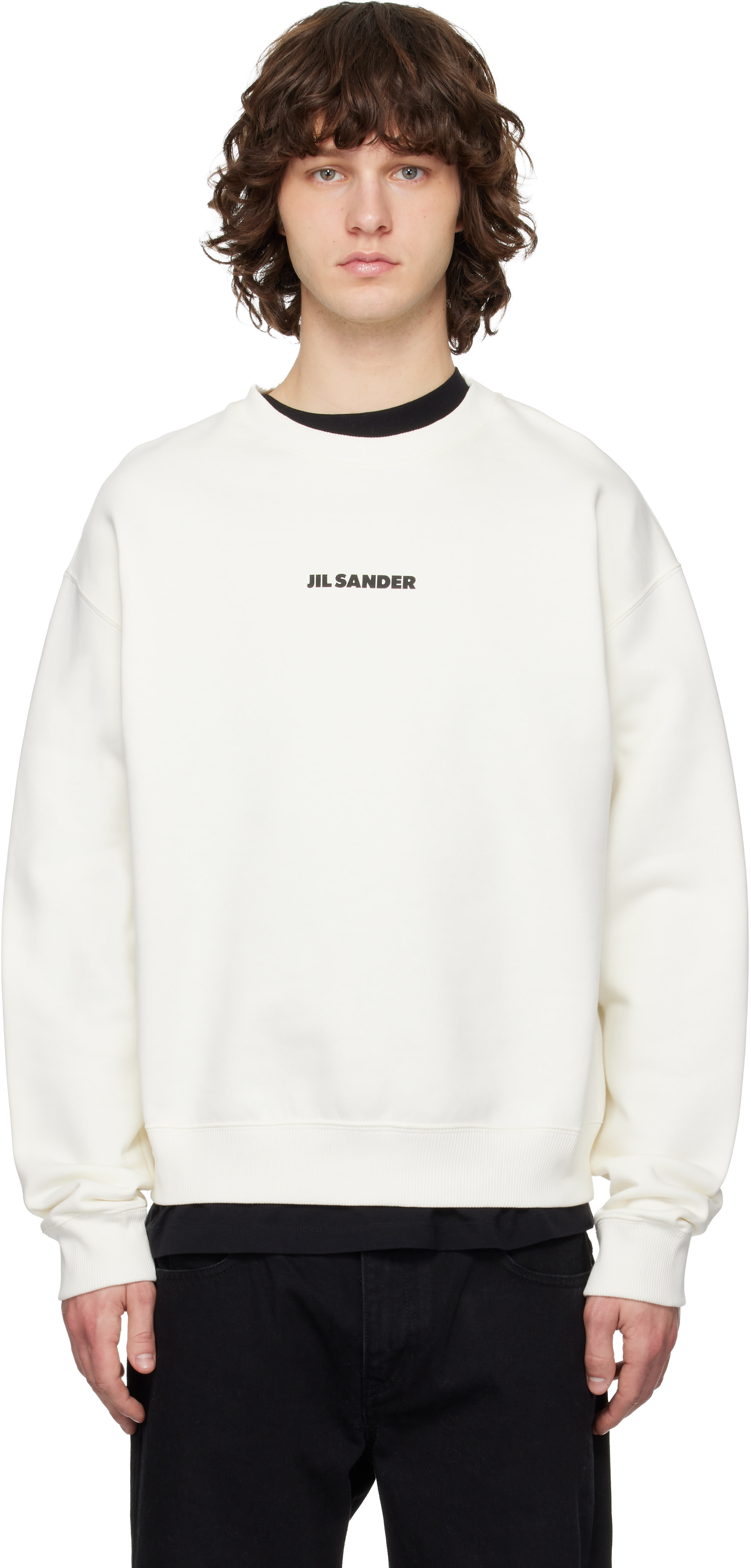 Jil Sander - 오프 화이트 로고 스웨트셔츠