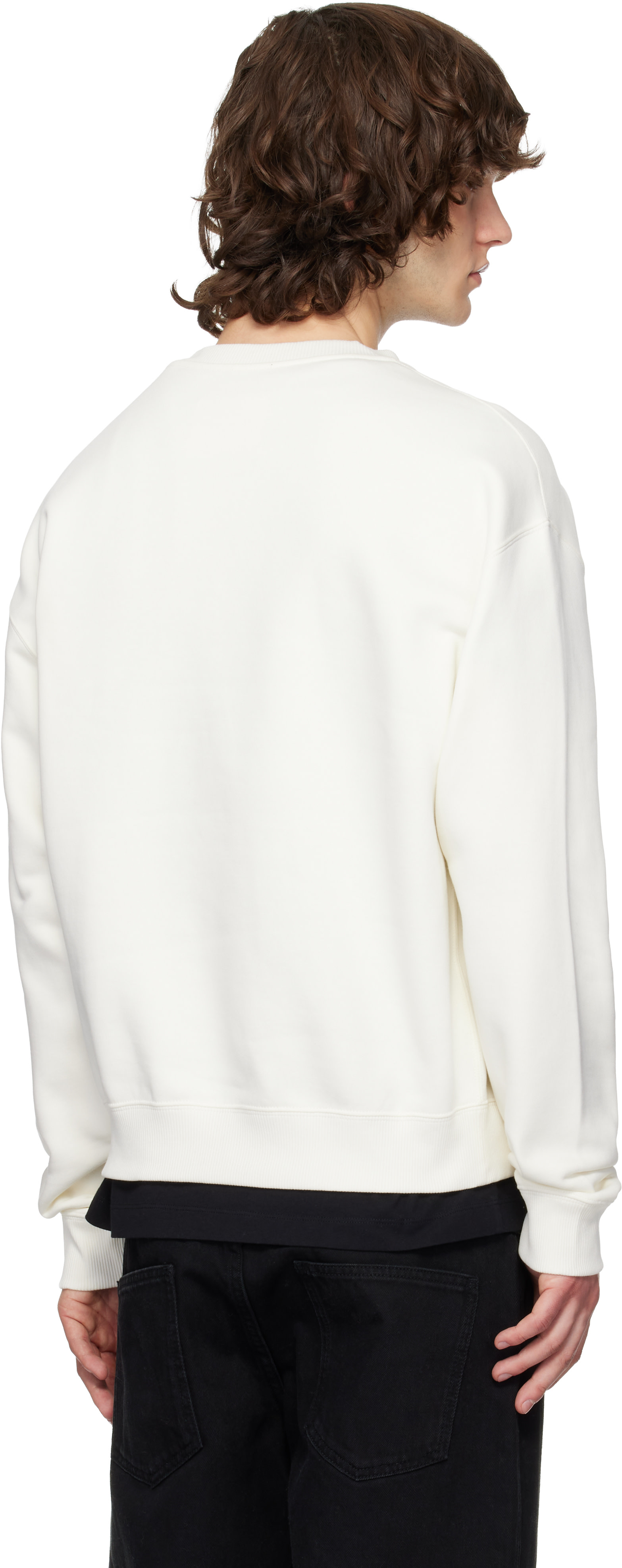 Jil Sander - Pull molletonné blanc cassé à logo