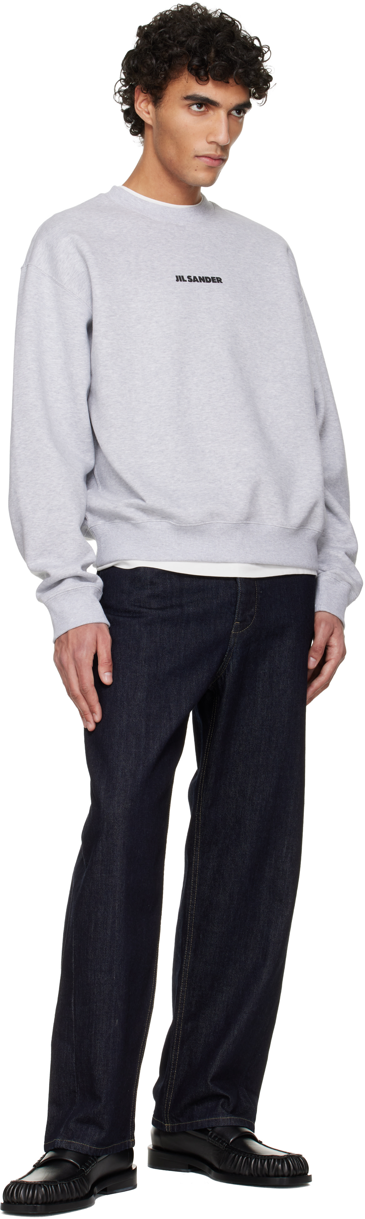 Jil Sander - Pull molletonné gris à logo imprimé