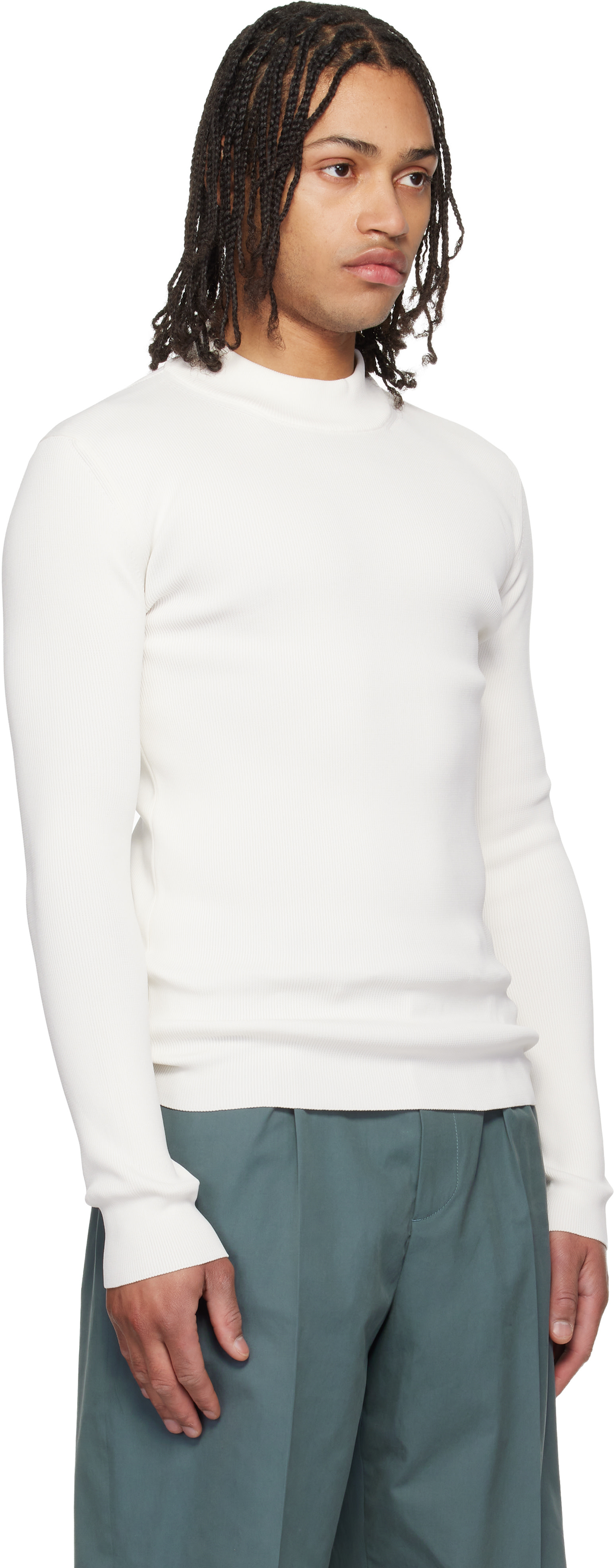 Jil Sander - White Long Sleeve Mockneck Sweater