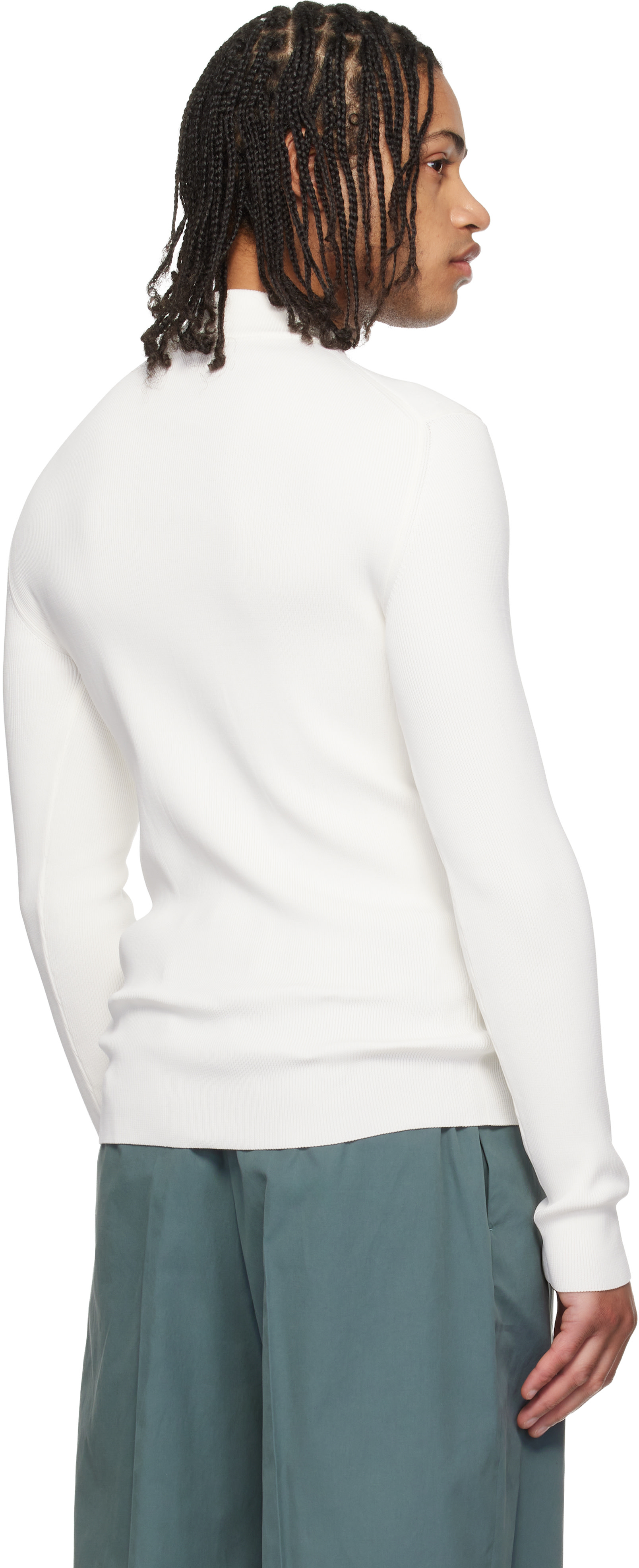 Jil Sander - White Long Sleeve Mockneck Sweater