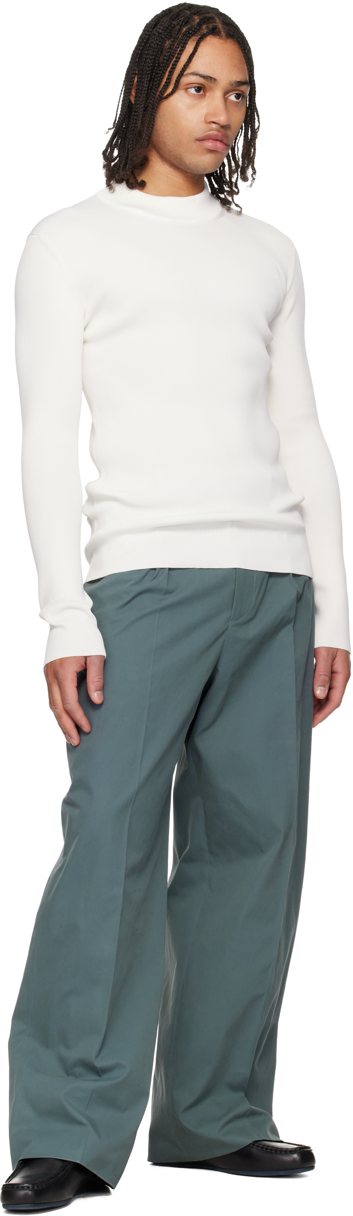 Jil Sander - White Long Sleeve Mockneck Sweater