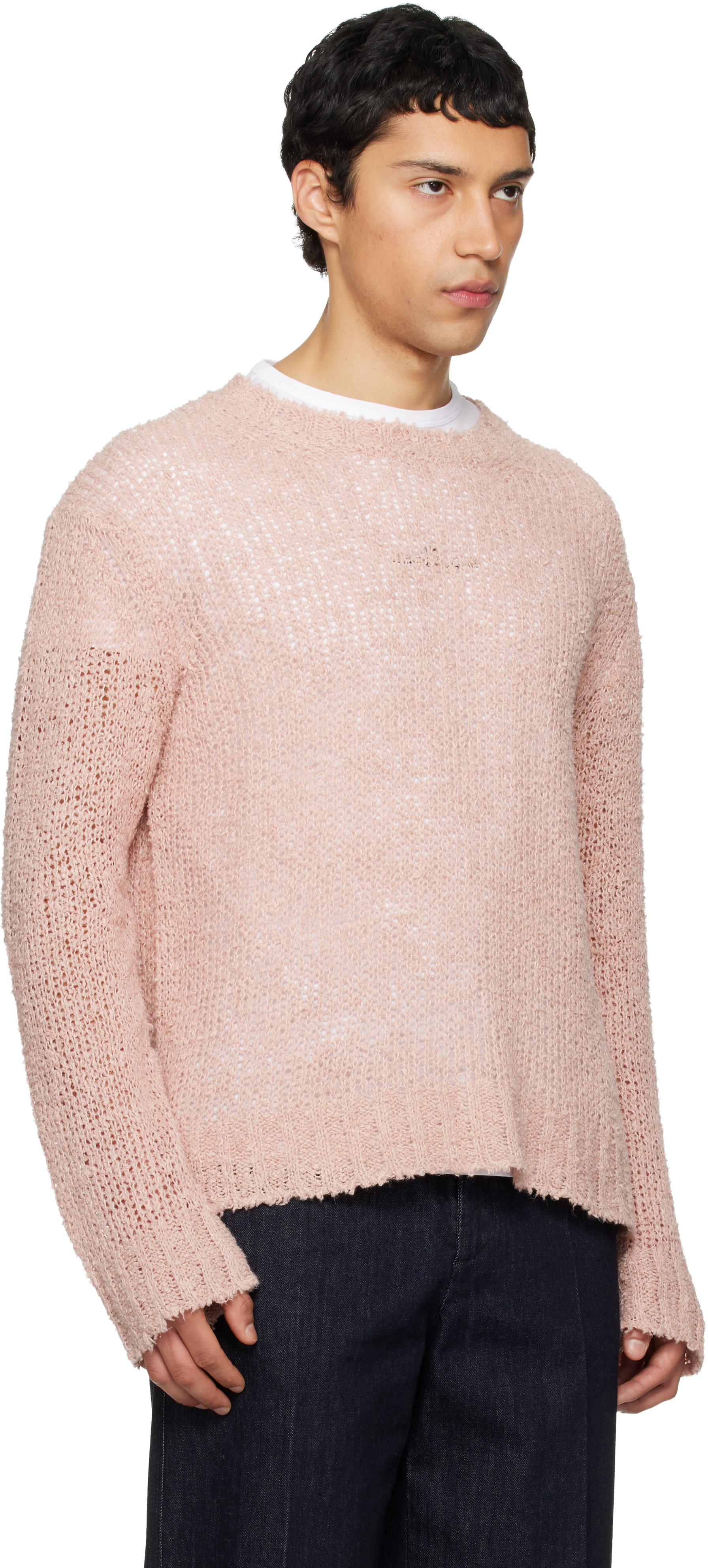 Jil Sander: Pink Linen Sweater | SSENSE