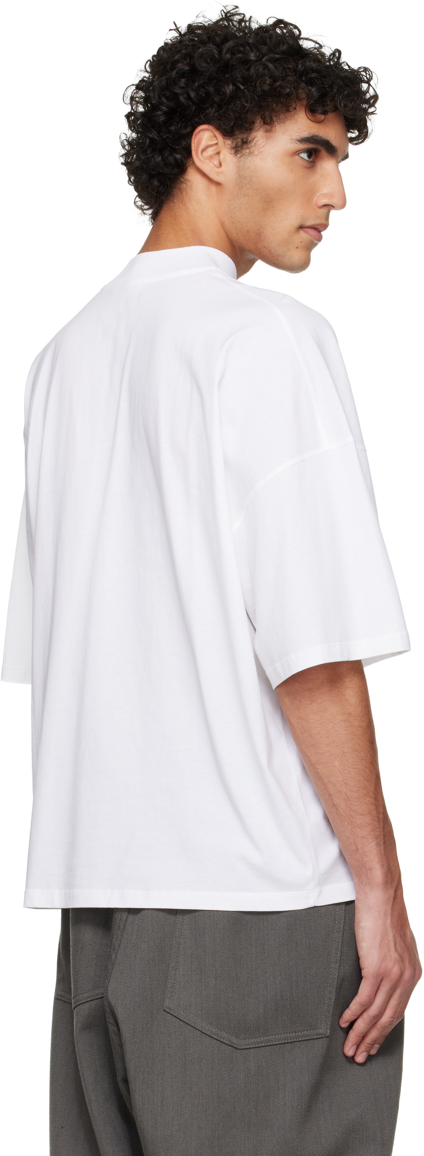 Jil Sander: ホワイト コットン モックネック Tシャツ | SSENSE 日本