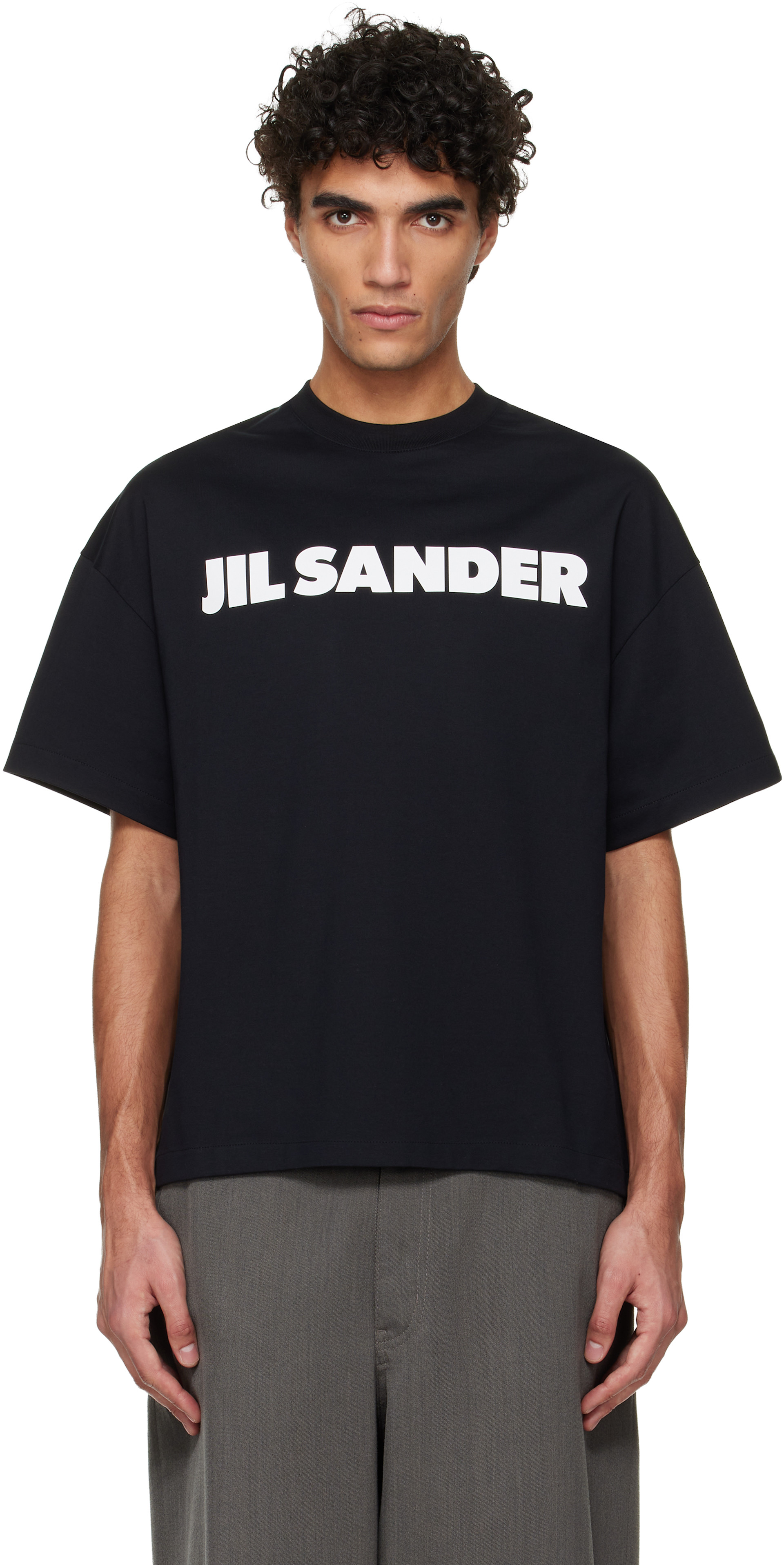 JIL SANDER ロゴ Tシャツ ブラック Jil Sander: Black Logo T-shirt | SSENSE