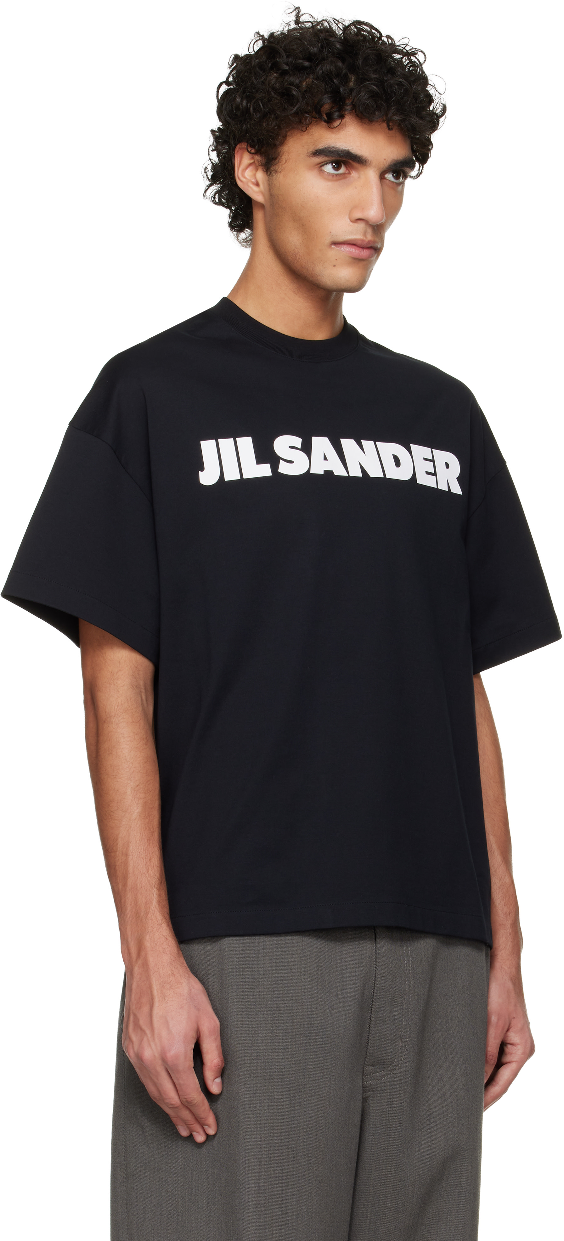 Jil Sander: Black Logo T-shirt | SSENSE Jil Sander: Black Logo T-shirt | SSENSE