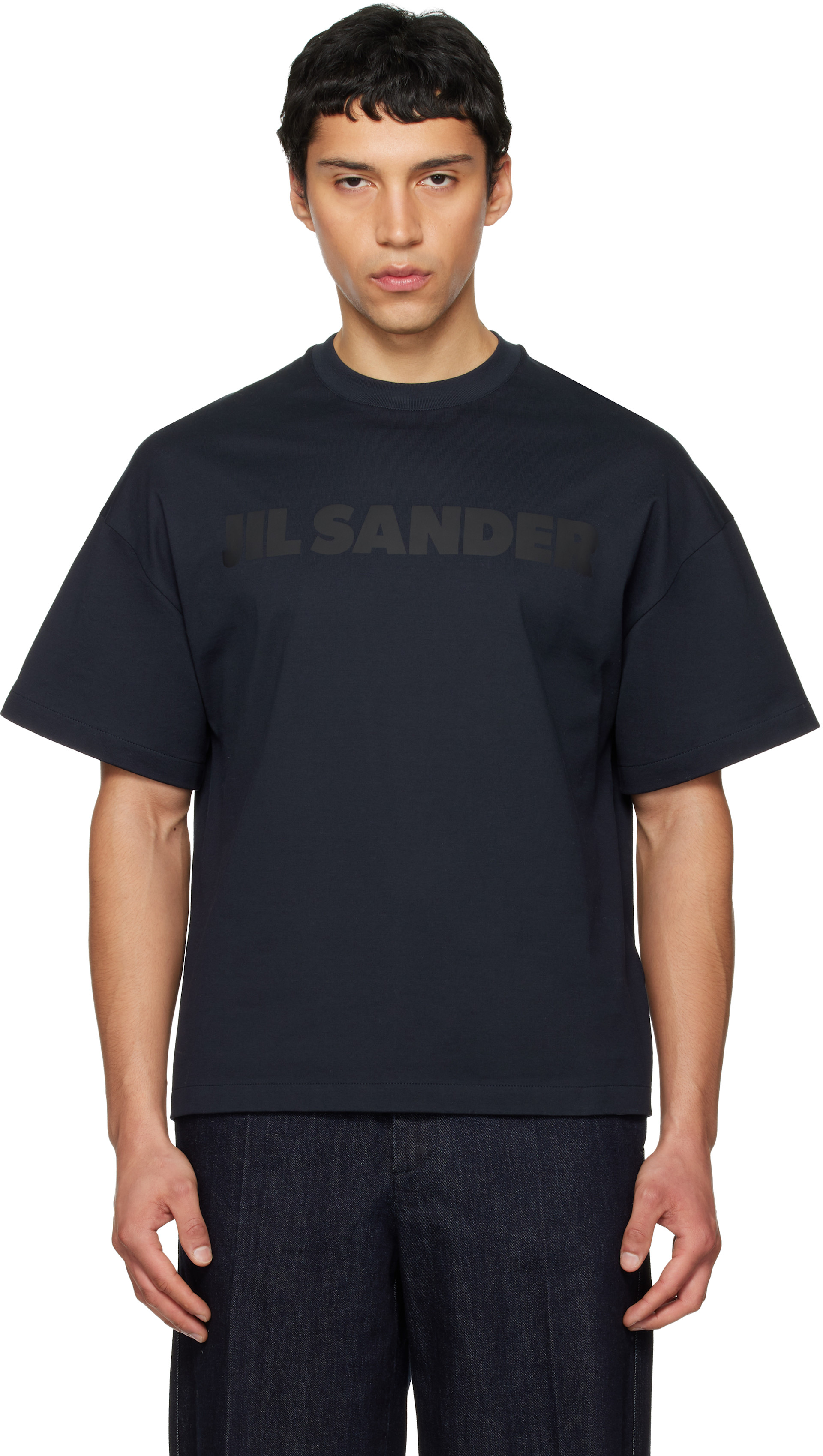 Jil Sander: Navy Logo T-shirt | SSENSE