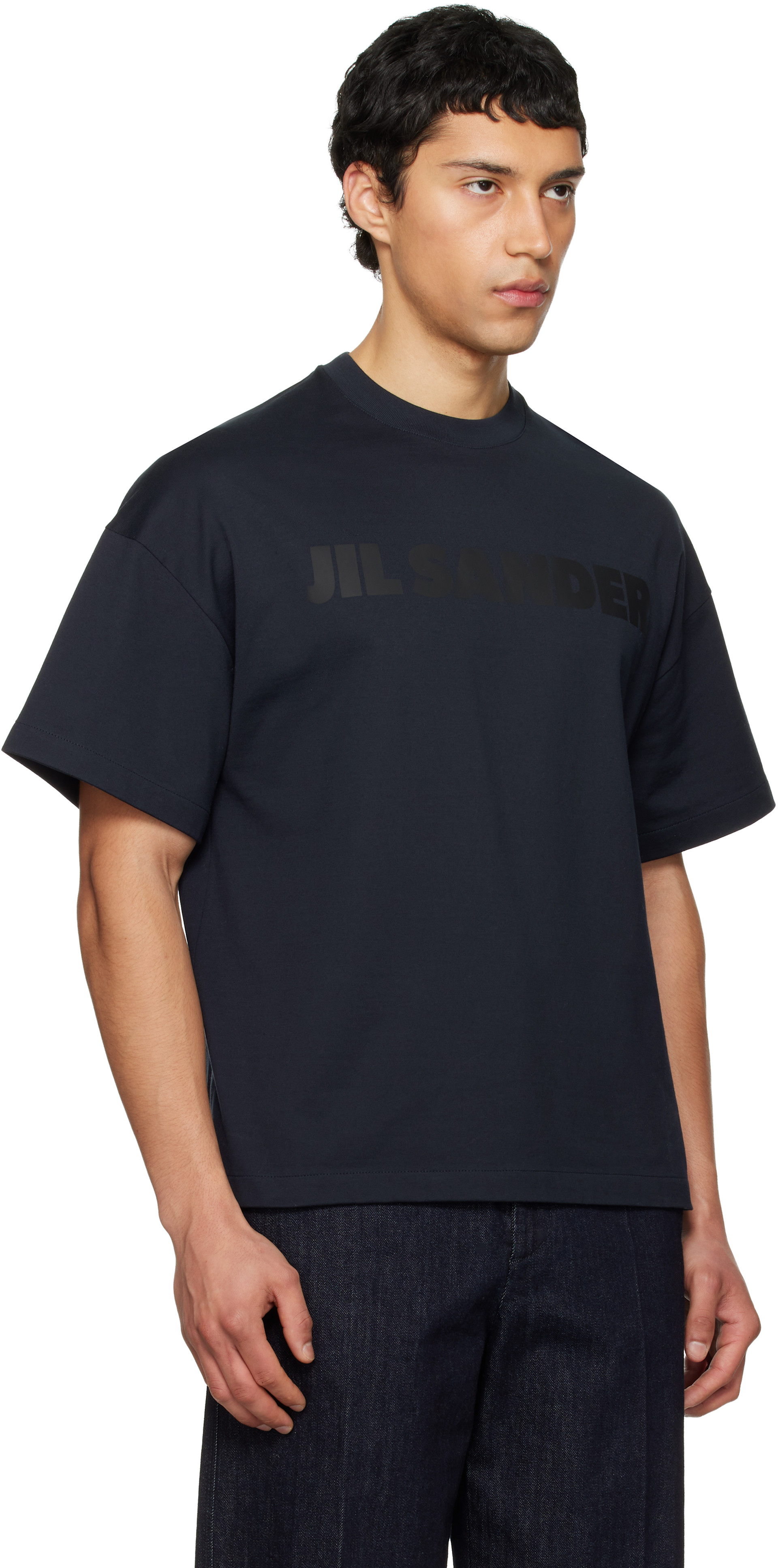 Jil Sander: Navy Logo T-shirt | SSENSE