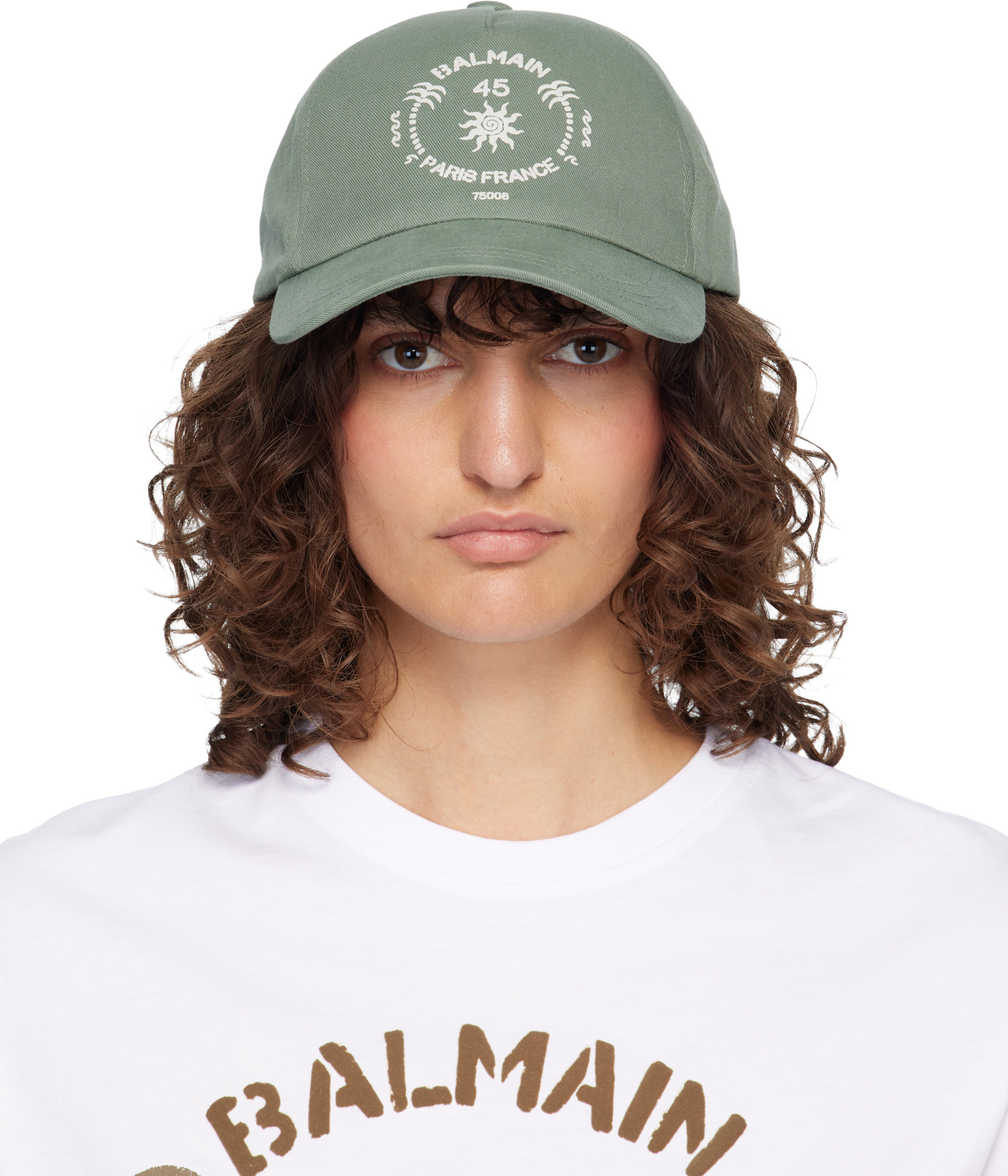 新品未使用！送料込み★BALMAIN★ロゴキャップ Balmain: グリーン 'Balmain Paris' キャップ | SSENSE 日本