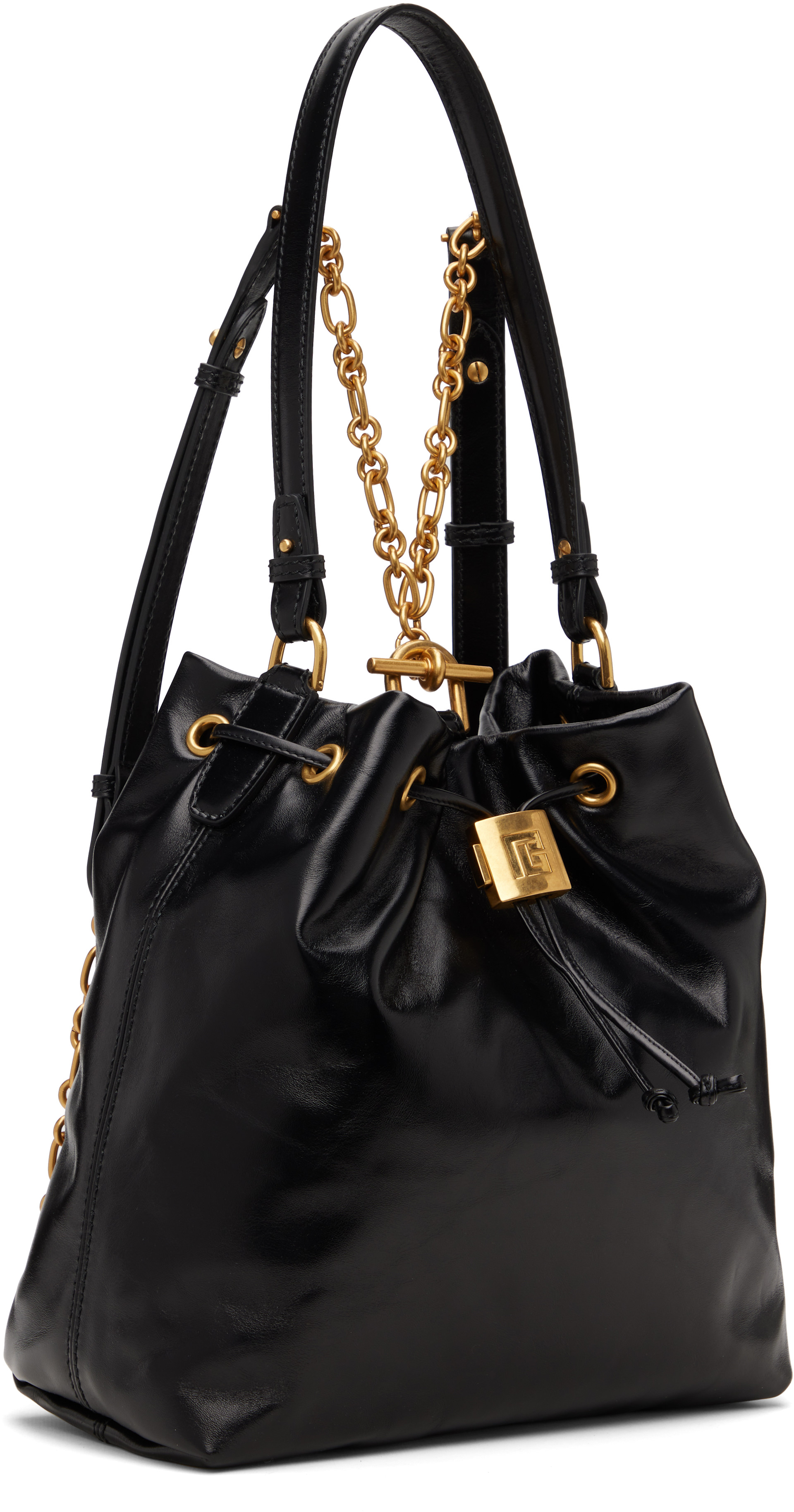 BALMAIN: Black Pulse Calfskin Leather Backpack | SSENSE