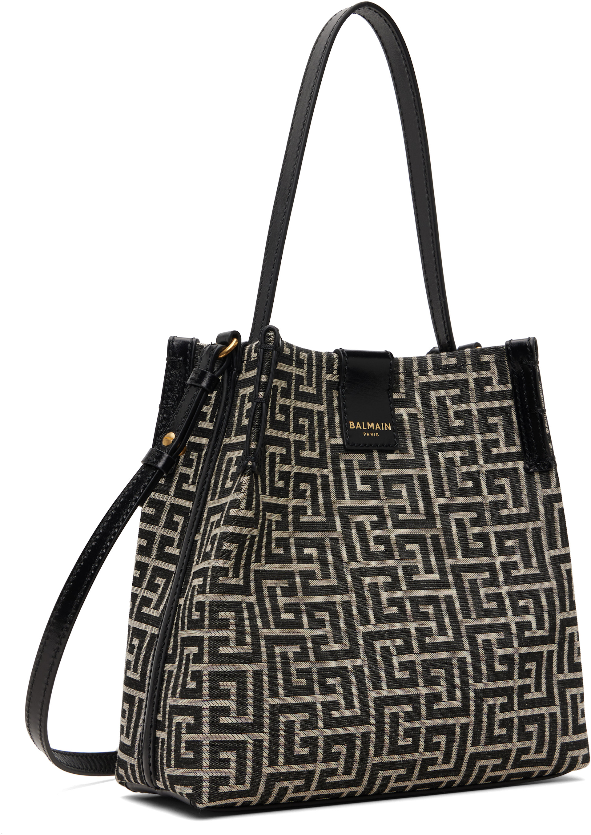 BALMAIN: Black & Off-White Release Bucket Bag | SSENSE
