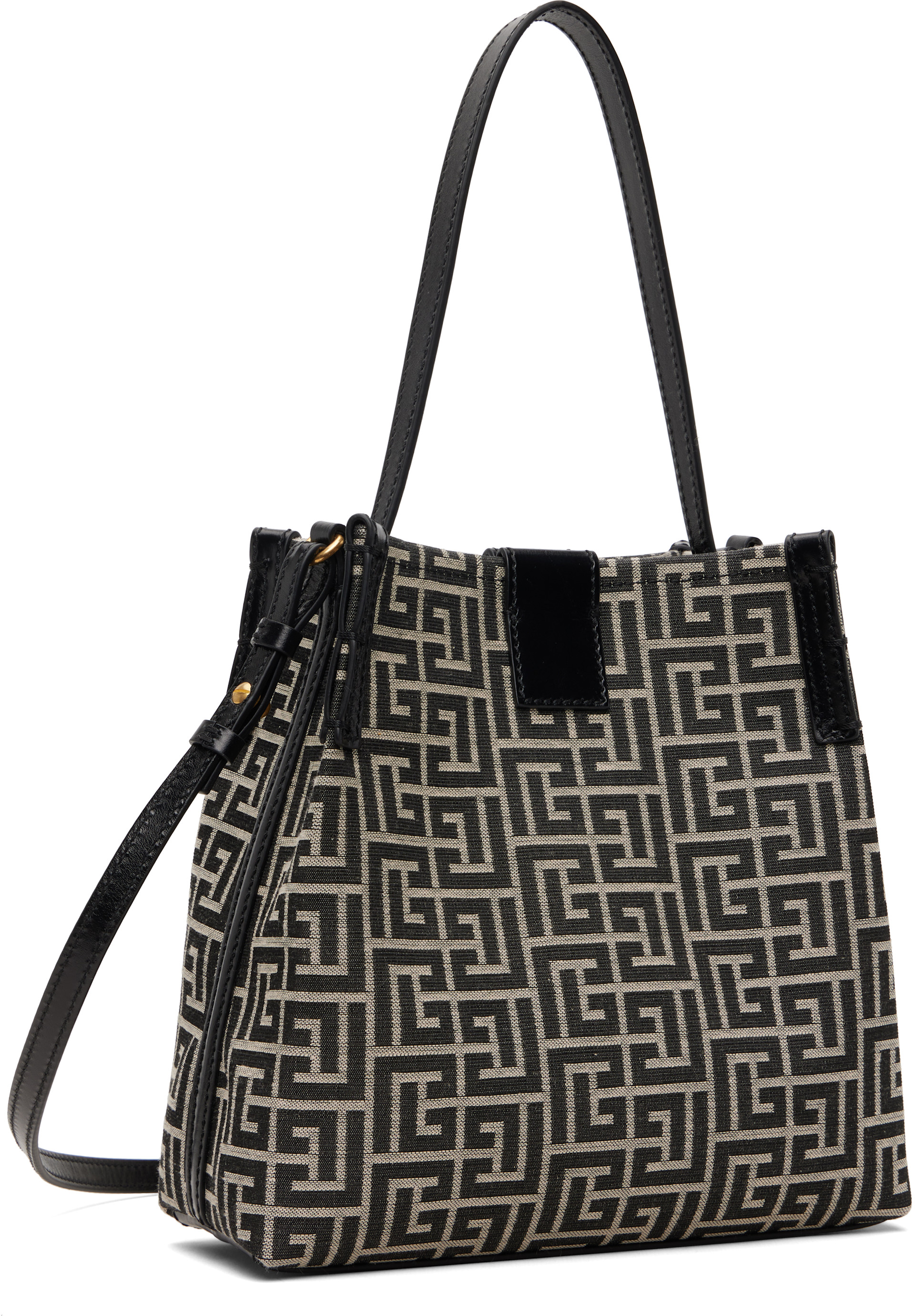 BALMAIN: Black & Off-White Release Bucket Bag | SSENSE