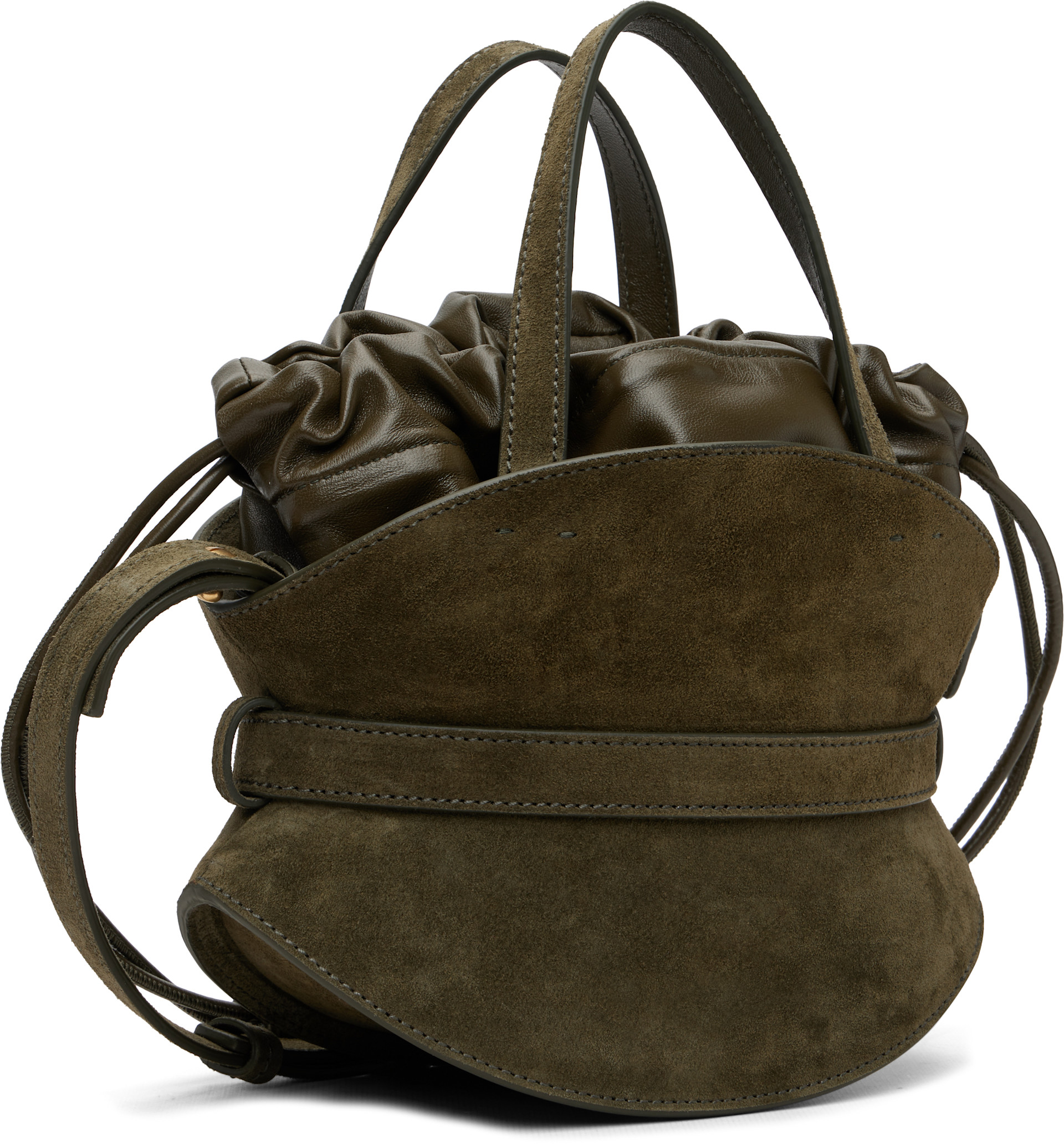 Balmain - Mini sac Shuffle kaki en suède