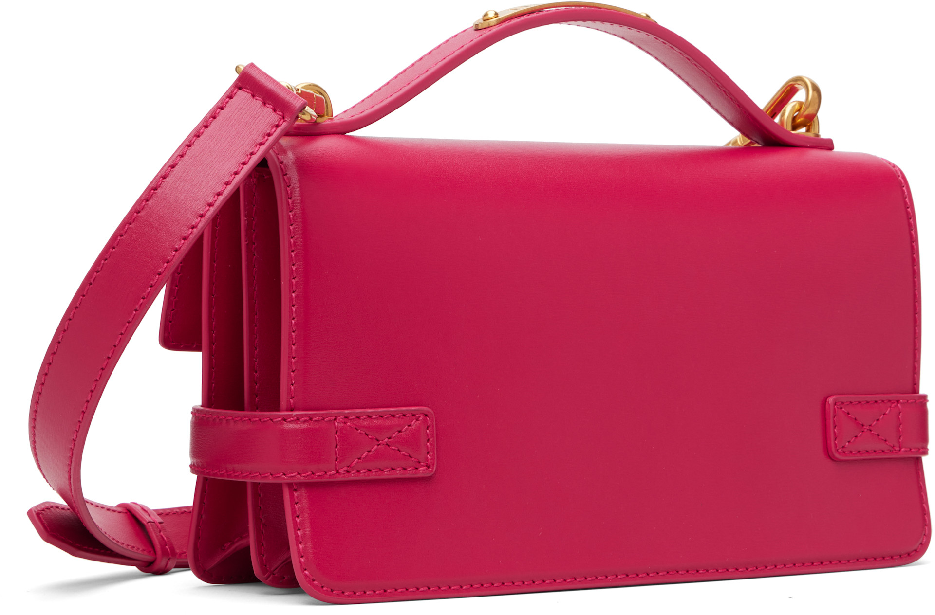BALMAIN: Pink Smooth Leather B-Buzz 24 Bag | SSENSE