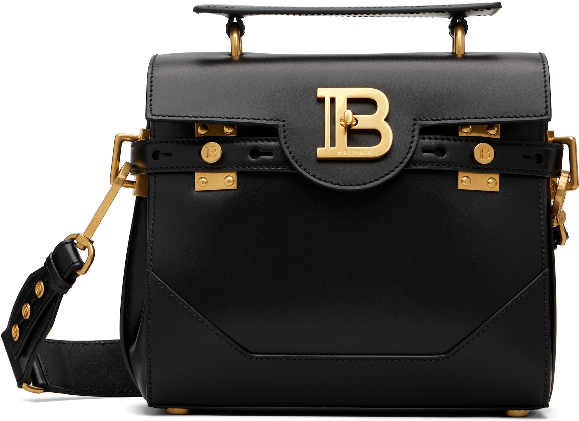 Balmain - Sac noir en cuir poli - B-Buzz