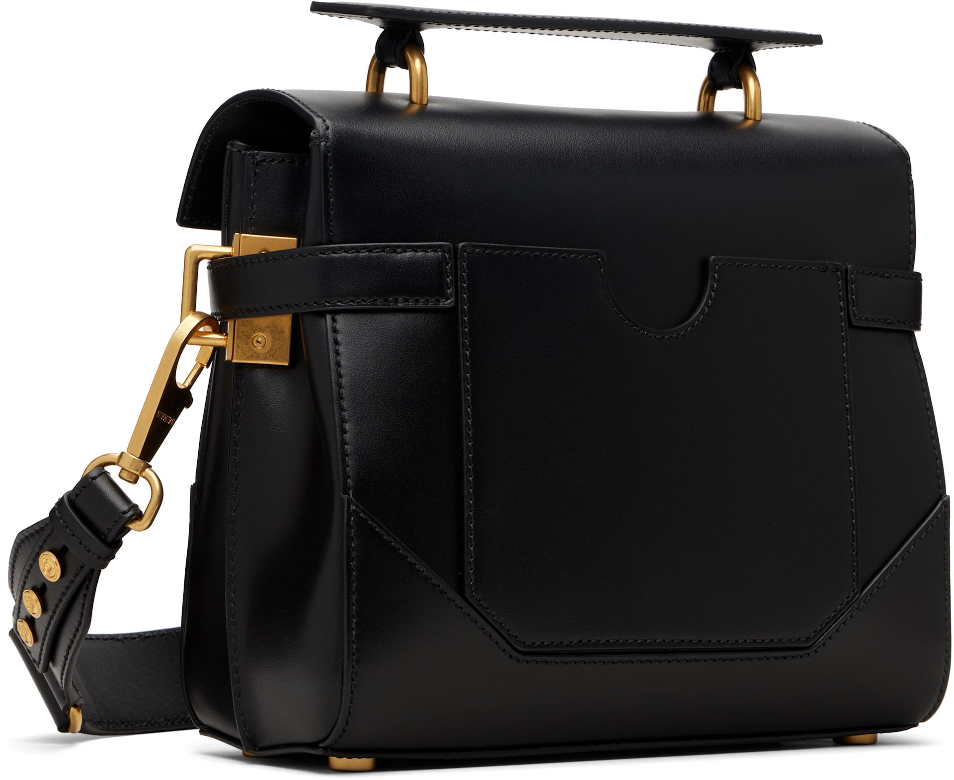 Balmain - Sac noir en cuir poli - B-Buzz