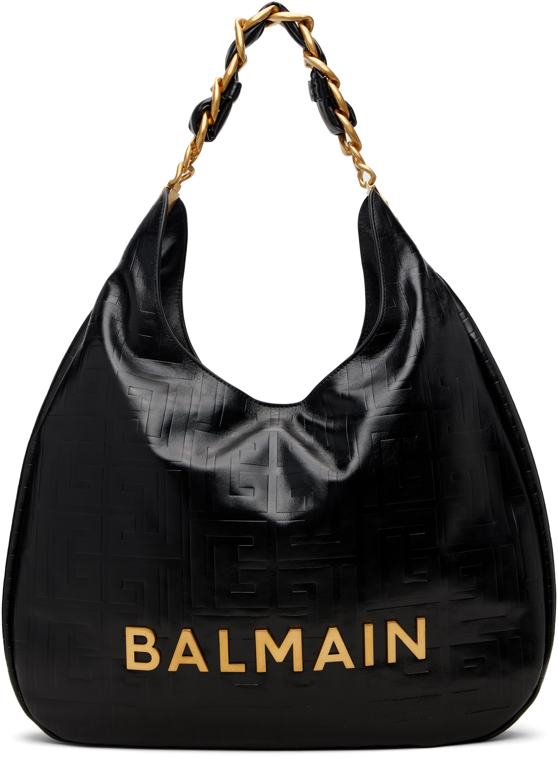 BALMAIN: Black 1945 Soft Monogram Bag | SSENSE