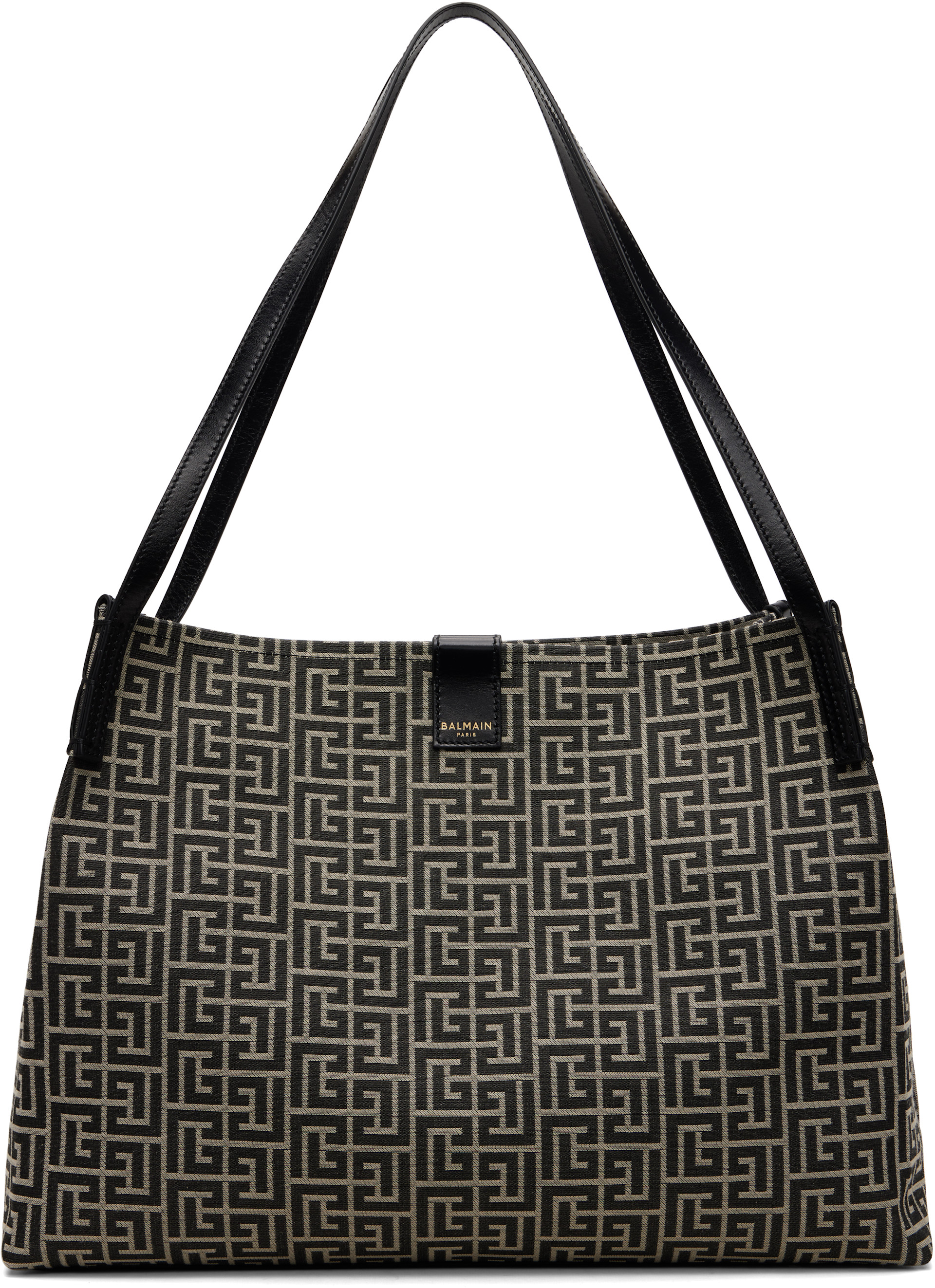 Balmain - Moyen cabas noir et blanc cassé