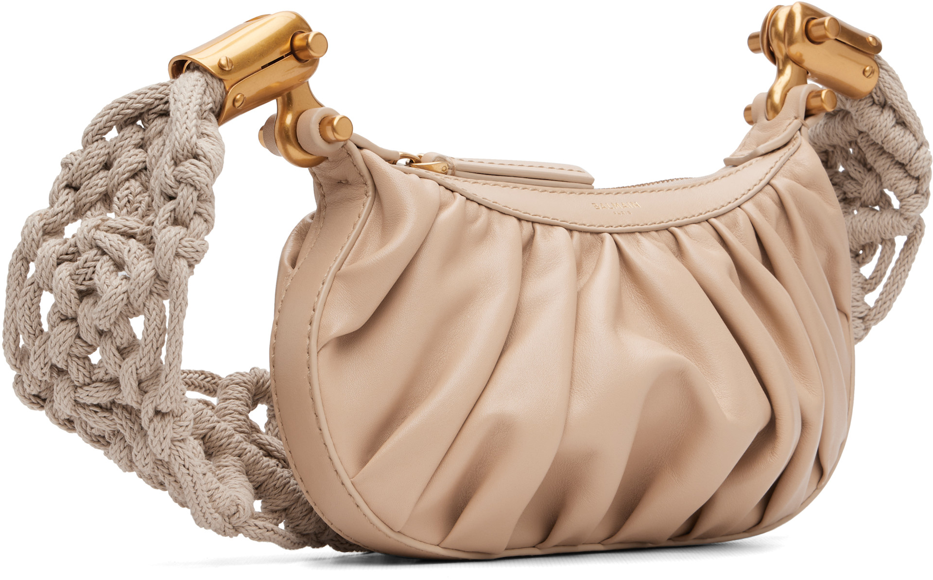 Balmain - Mini sac Ebene beige en cuir de veau