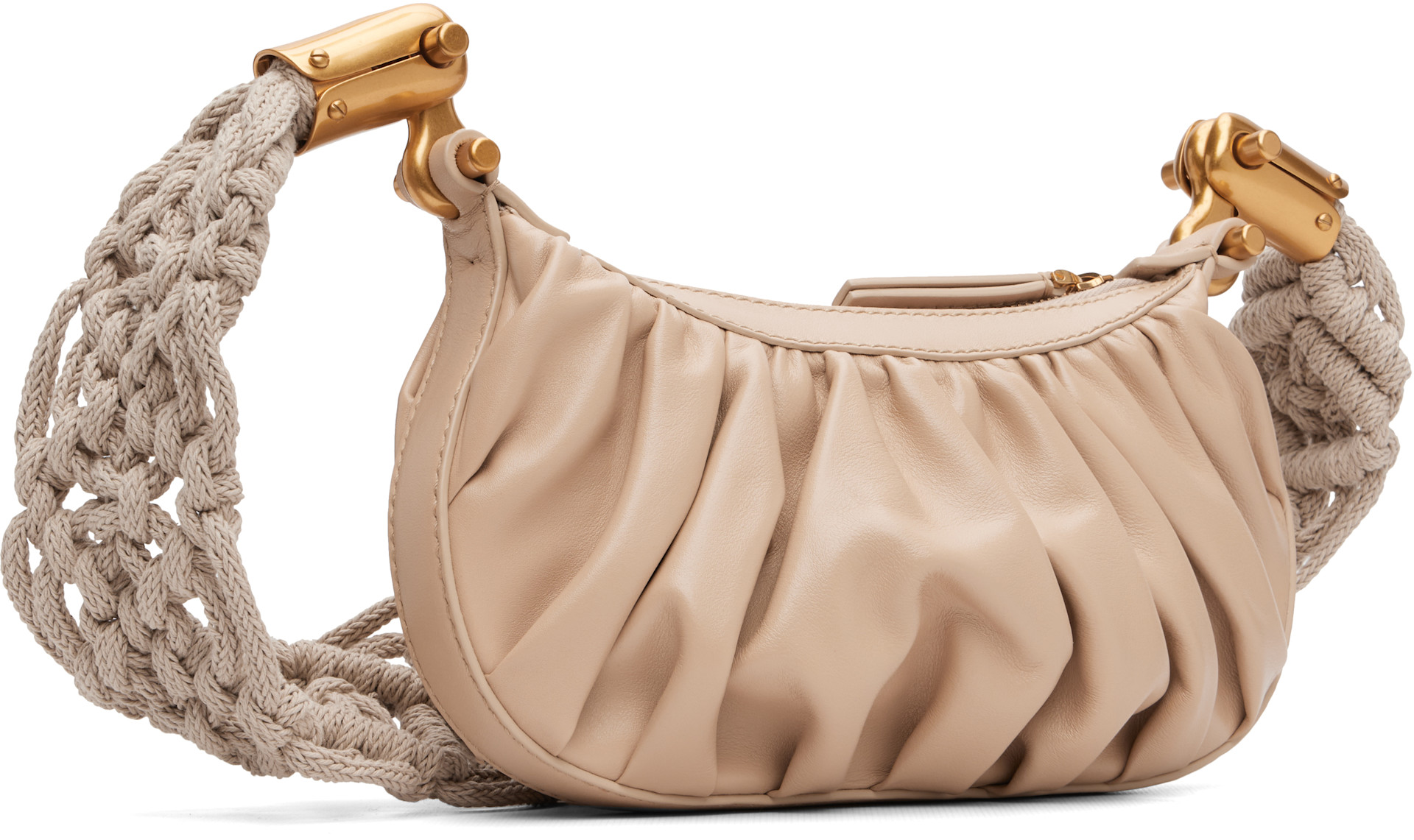 Balmain - Mini sac Ebene beige en cuir de veau