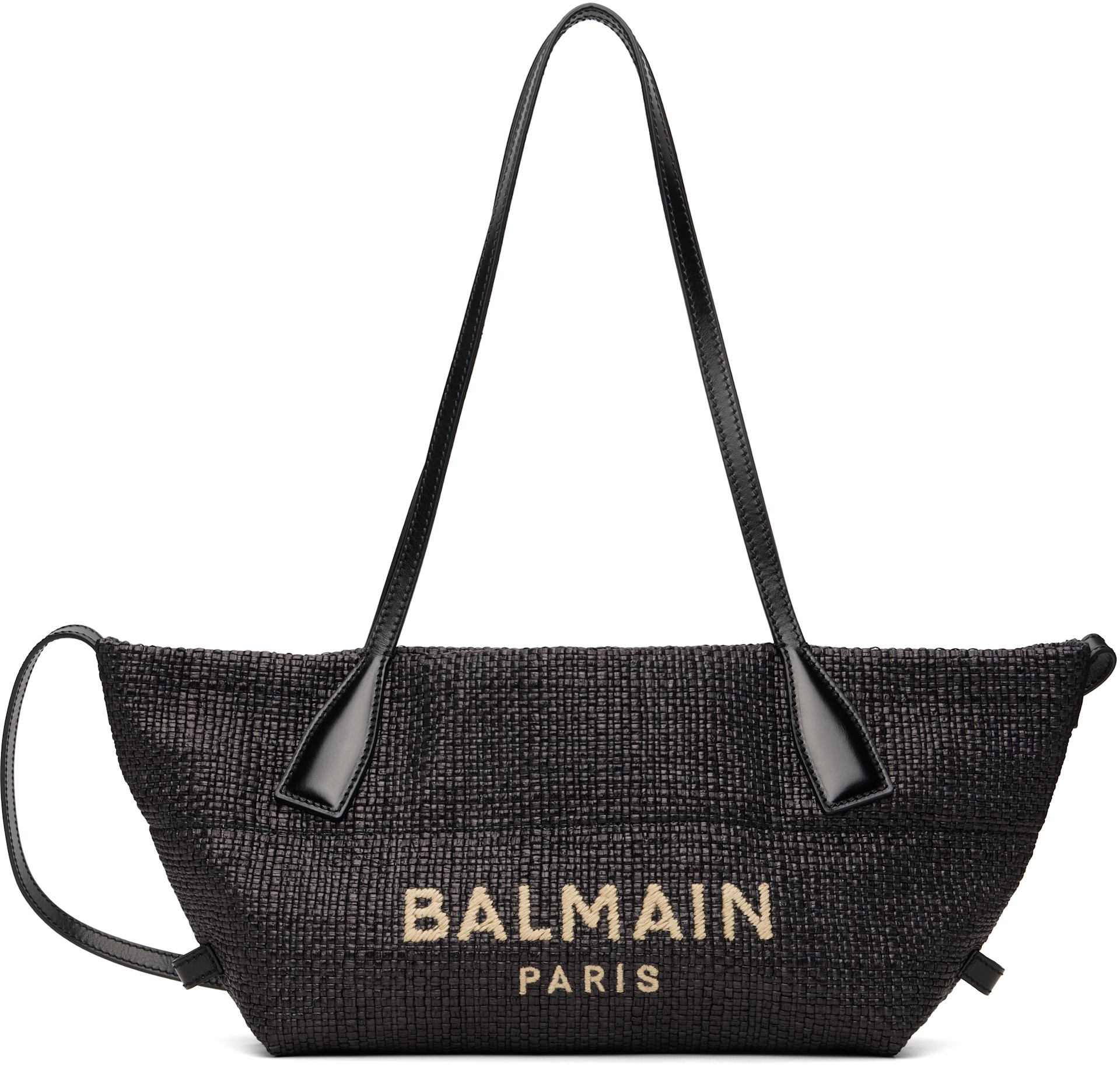 BALMAIN: Black Small Track Tote | SSENSE