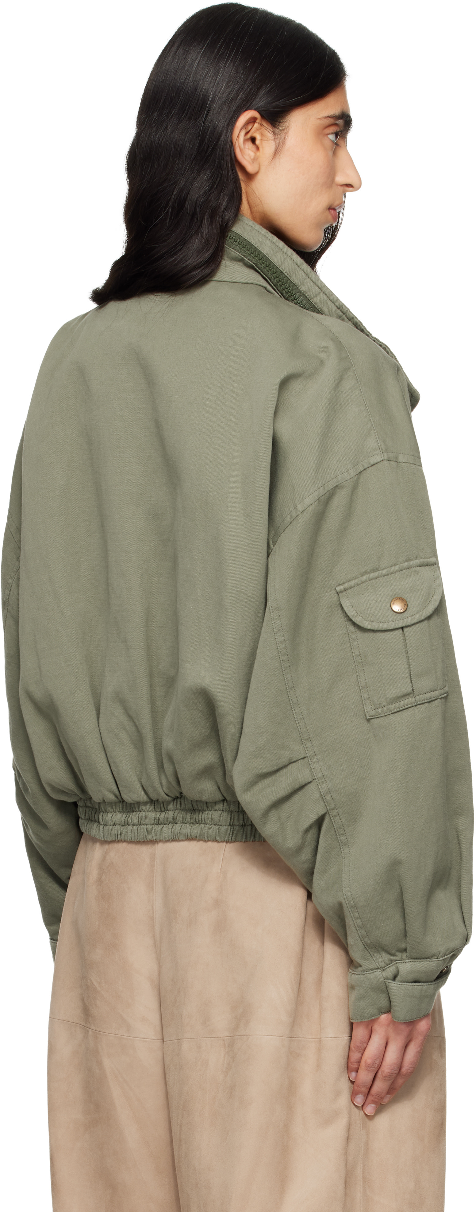 Balmain - Blouson aviateur vert en sergé