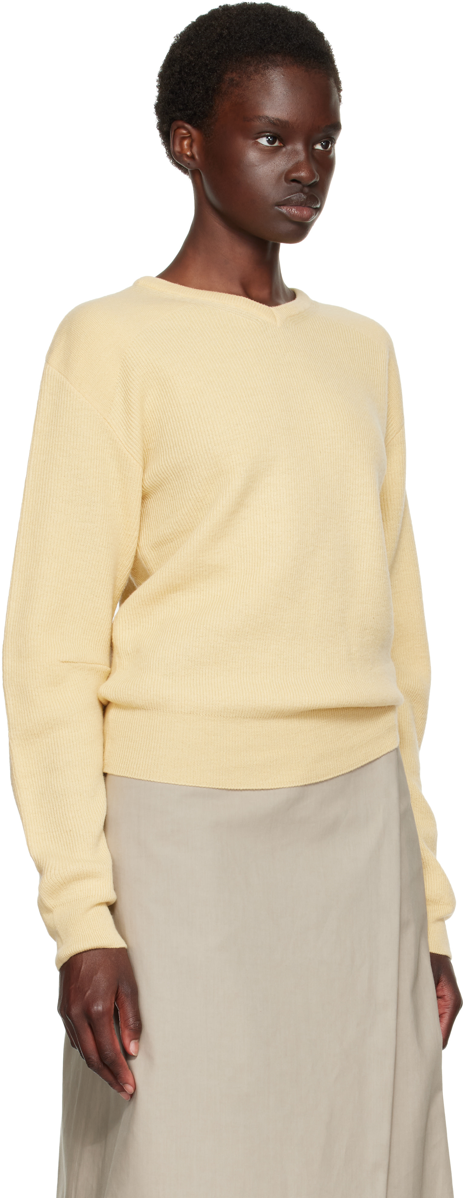 TONYWACK: Yellow Superfine Wool Commando V-Neck Sweater | SSENSE