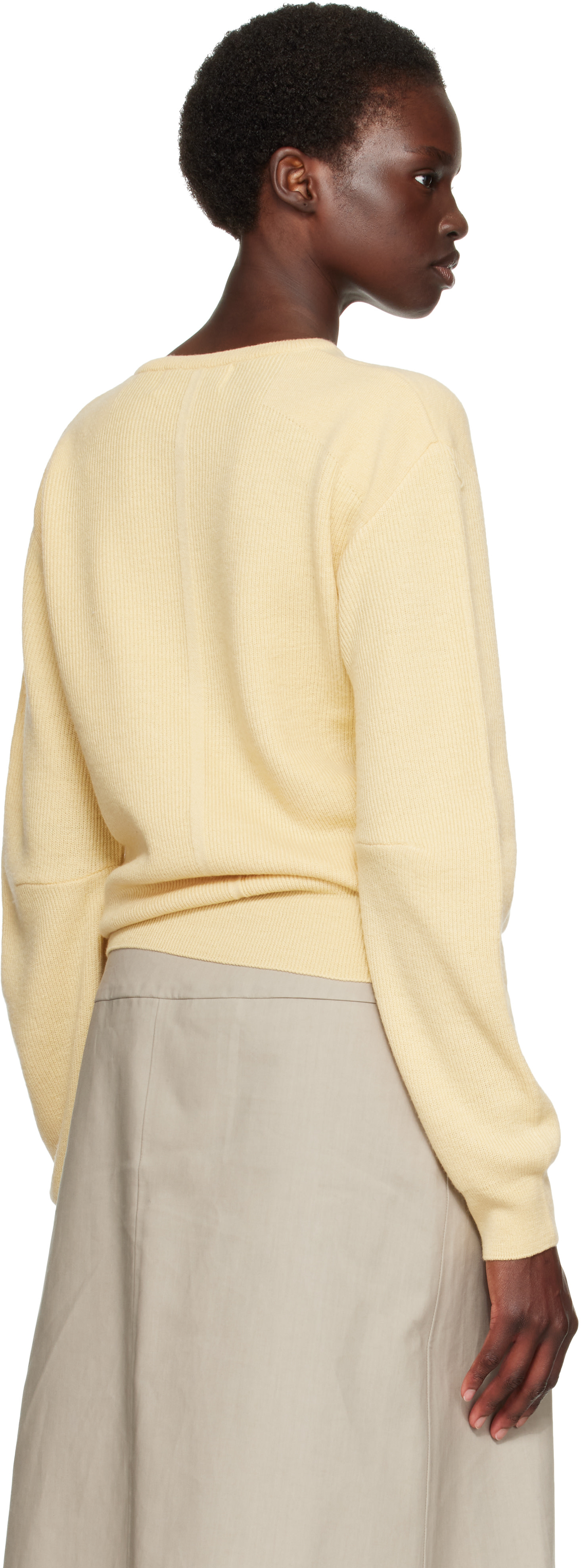 TONYWACK - Pull Commando jaune en laine superfine à col en V