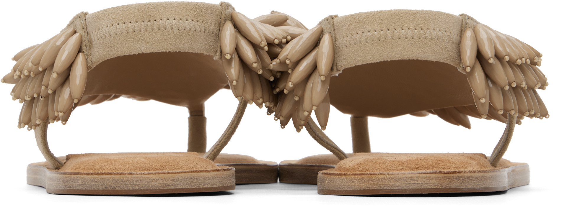 Balmain - Sandales beiges en suède à perles