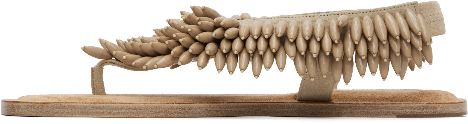 Balmain - Sandales beiges en suède à perles