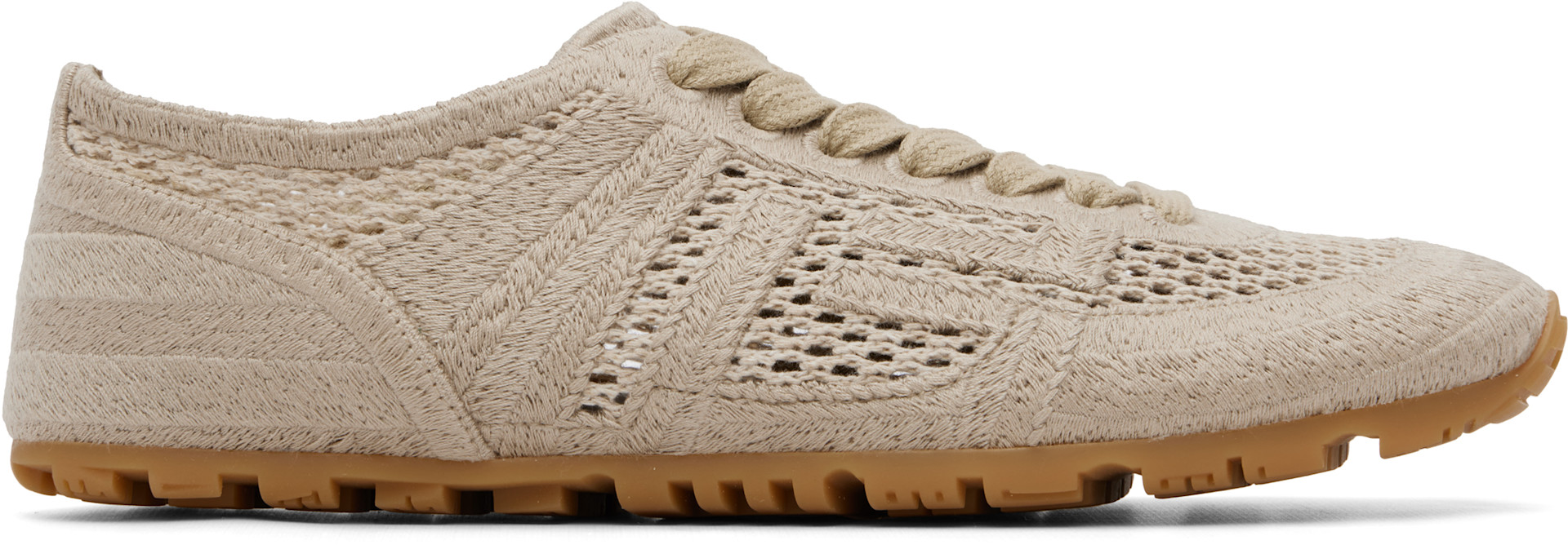 Balmain - Baskets Racer 45 beiges en macramé