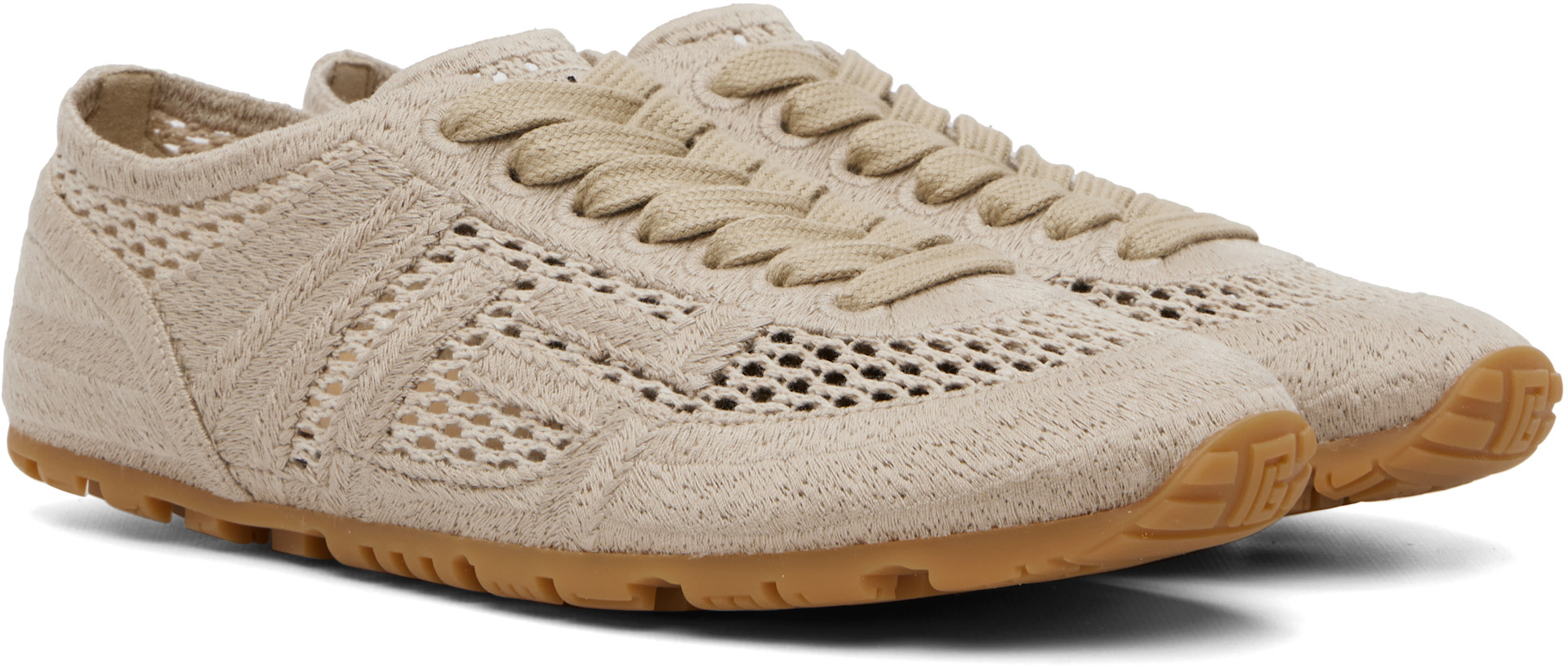 Balmain - Baskets Racer 45 beiges en macramé