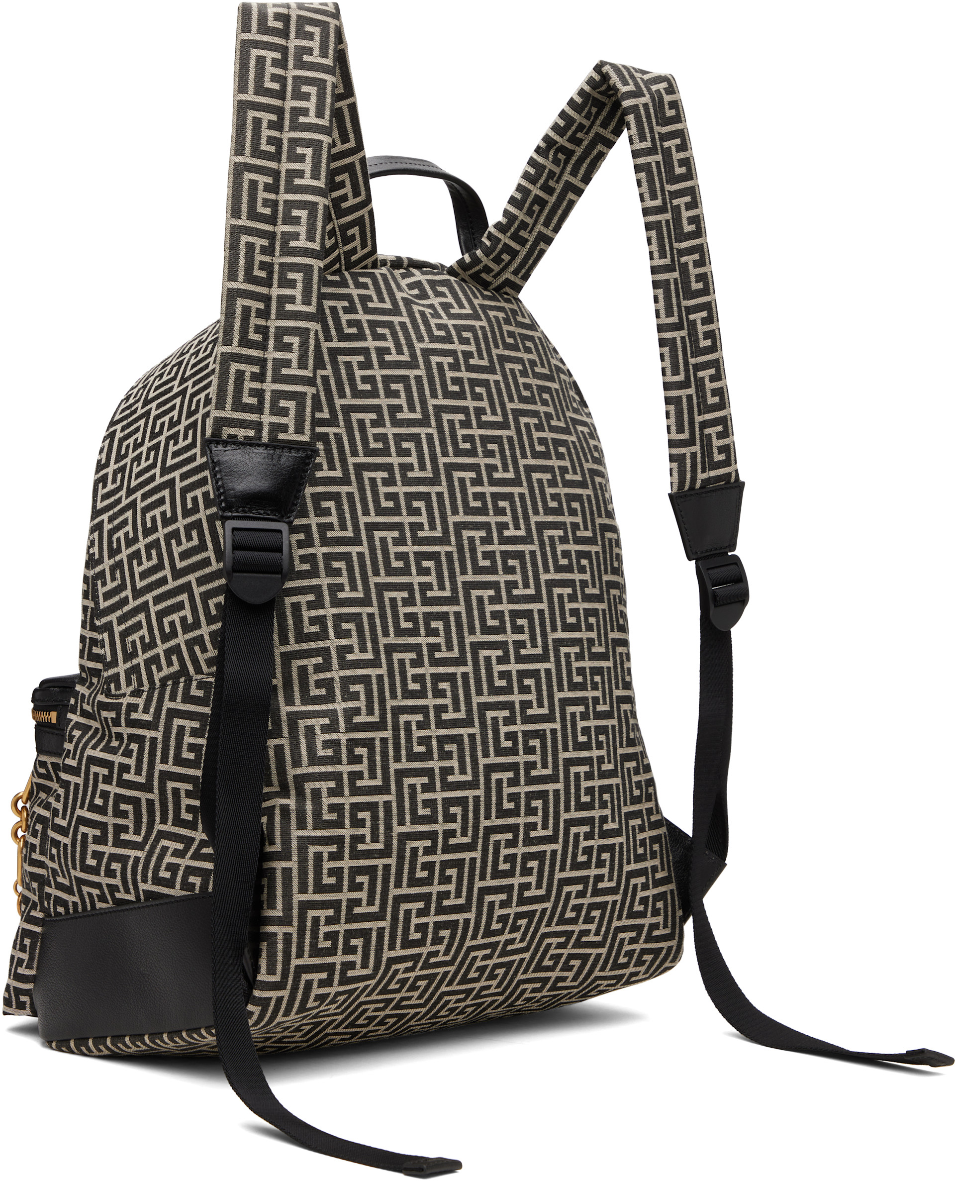 Balmain - ブラック&ベージュ Pulse Monogram ジャカード バックパック