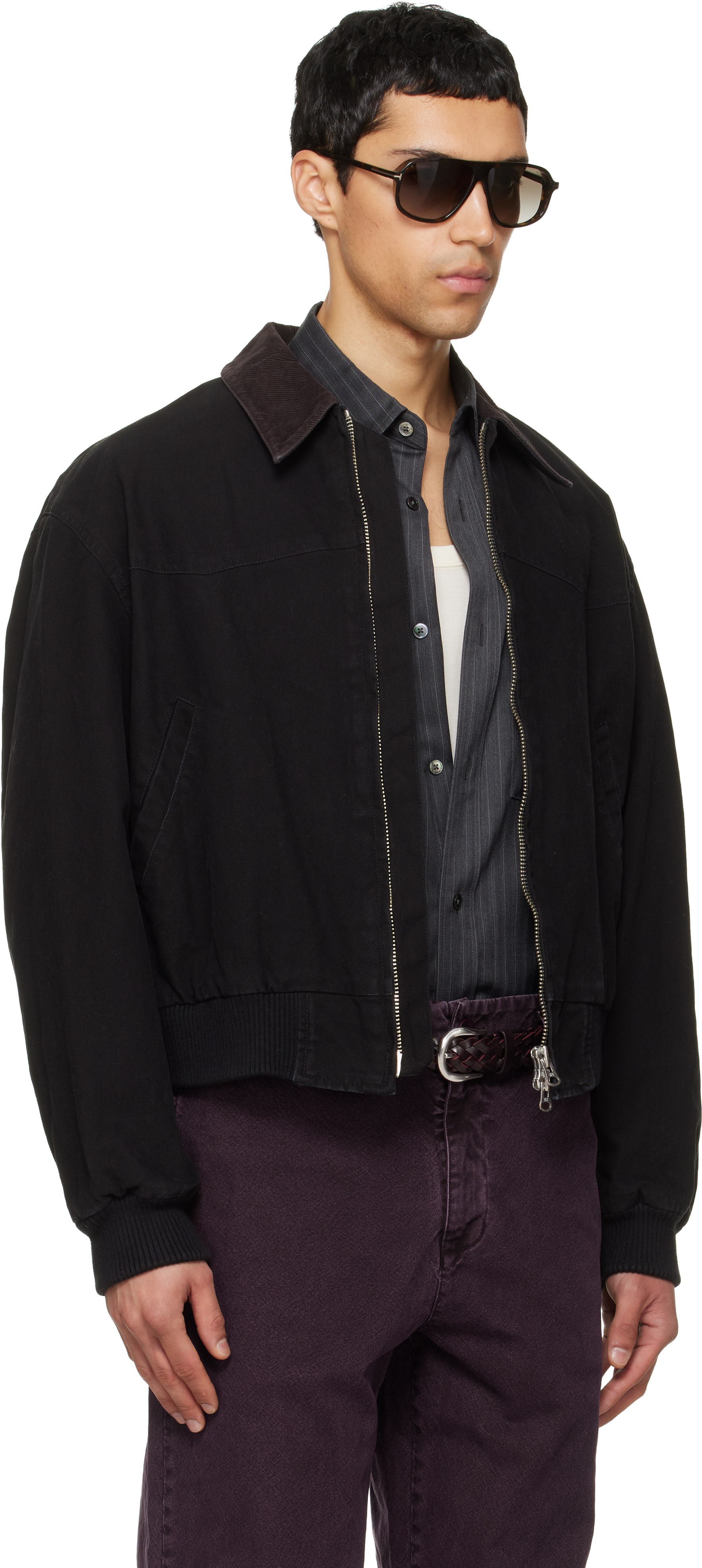 TONYWACK: Black Garment Washed Western Bomber Jacket | SSENSE
