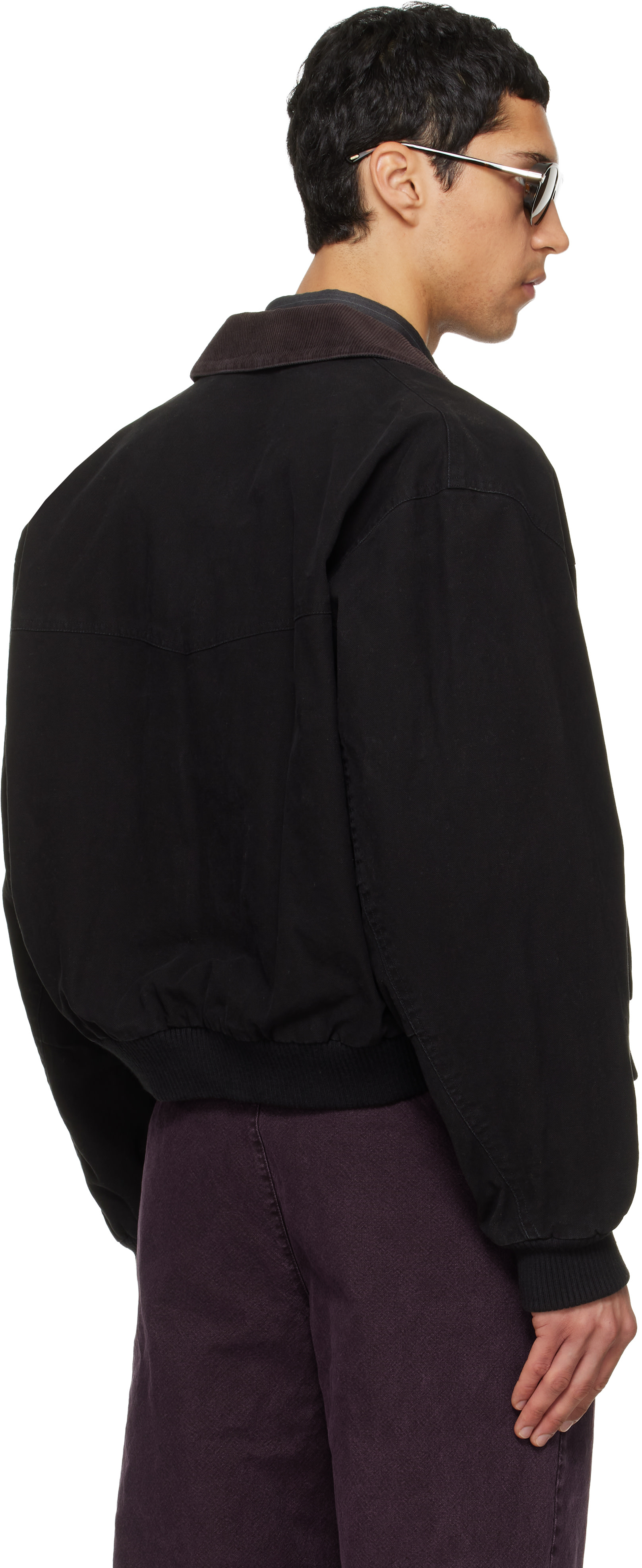 TONYWACK: ブラック Garment Washed Western ボンバージャケット