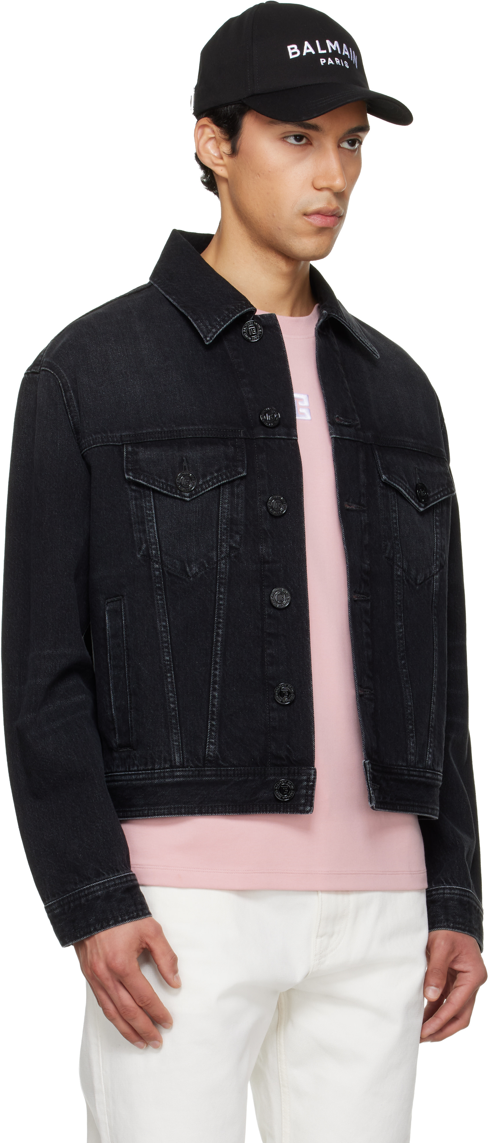 BALMAIN: Black Faded Denim Jacket | SSENSE