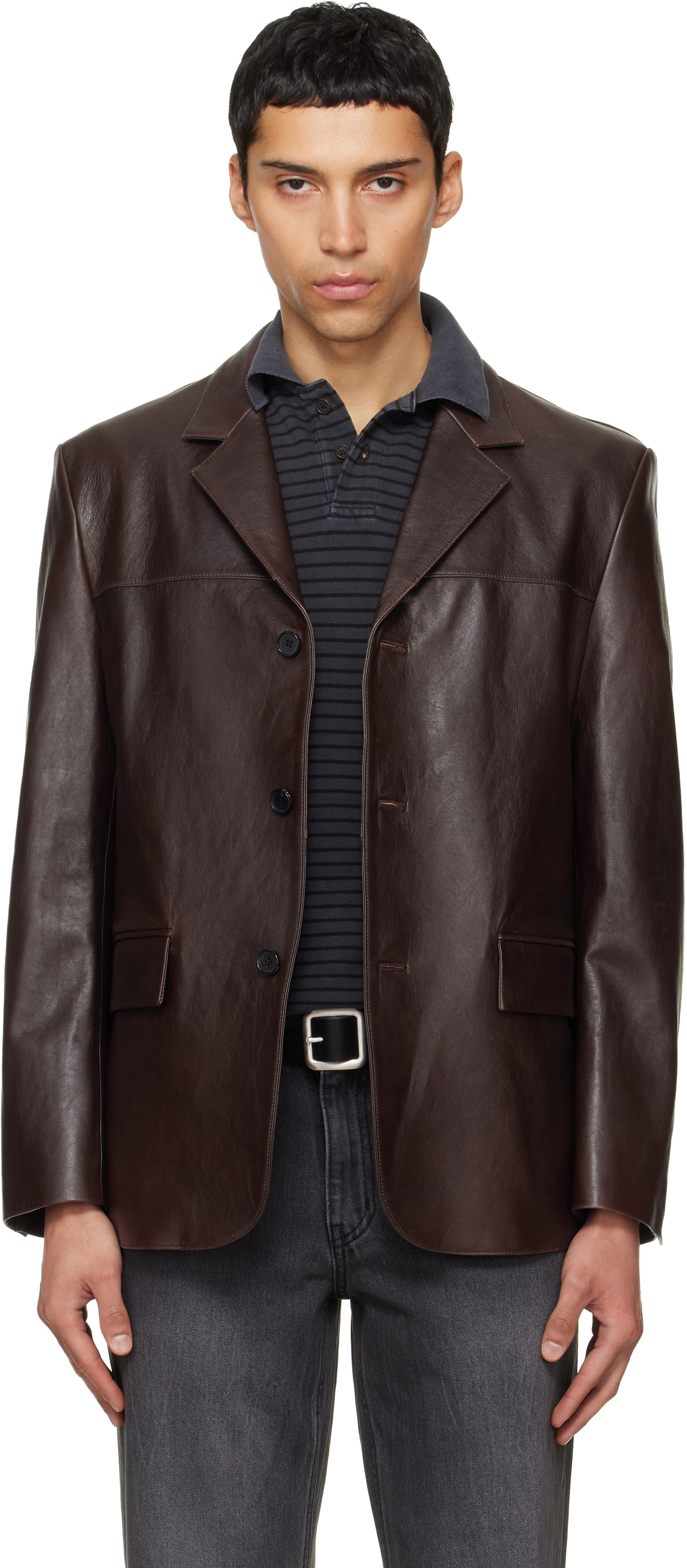 TONYWACK - Brown Vegetable Lamb Leather Blazer