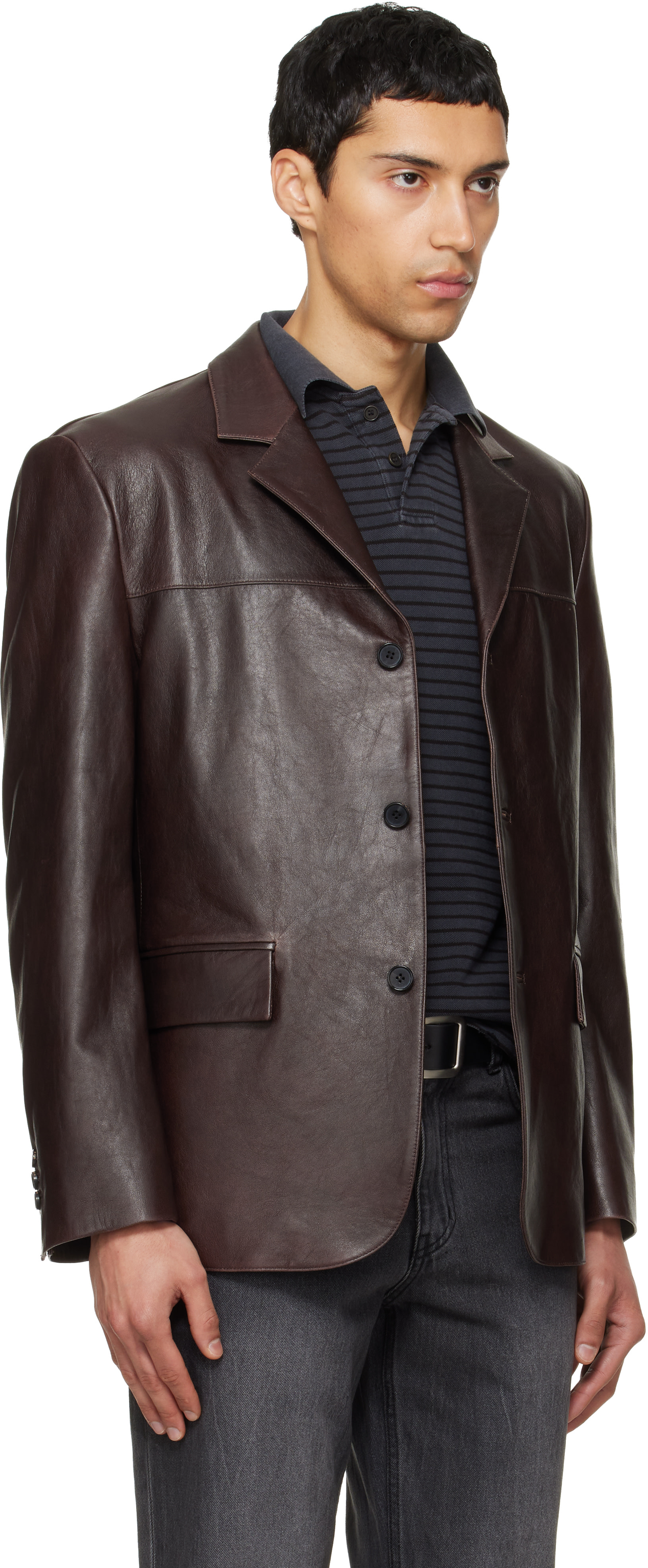 TONYWACK - Brown Vegetable Lamb Leather Blazer
