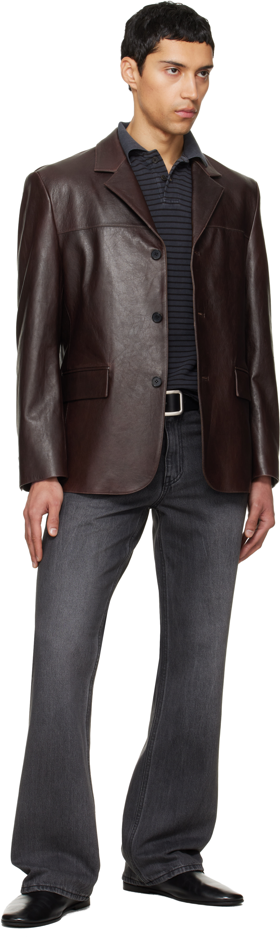 TONYWACK - Brown Vegetable Lamb Leather Blazer