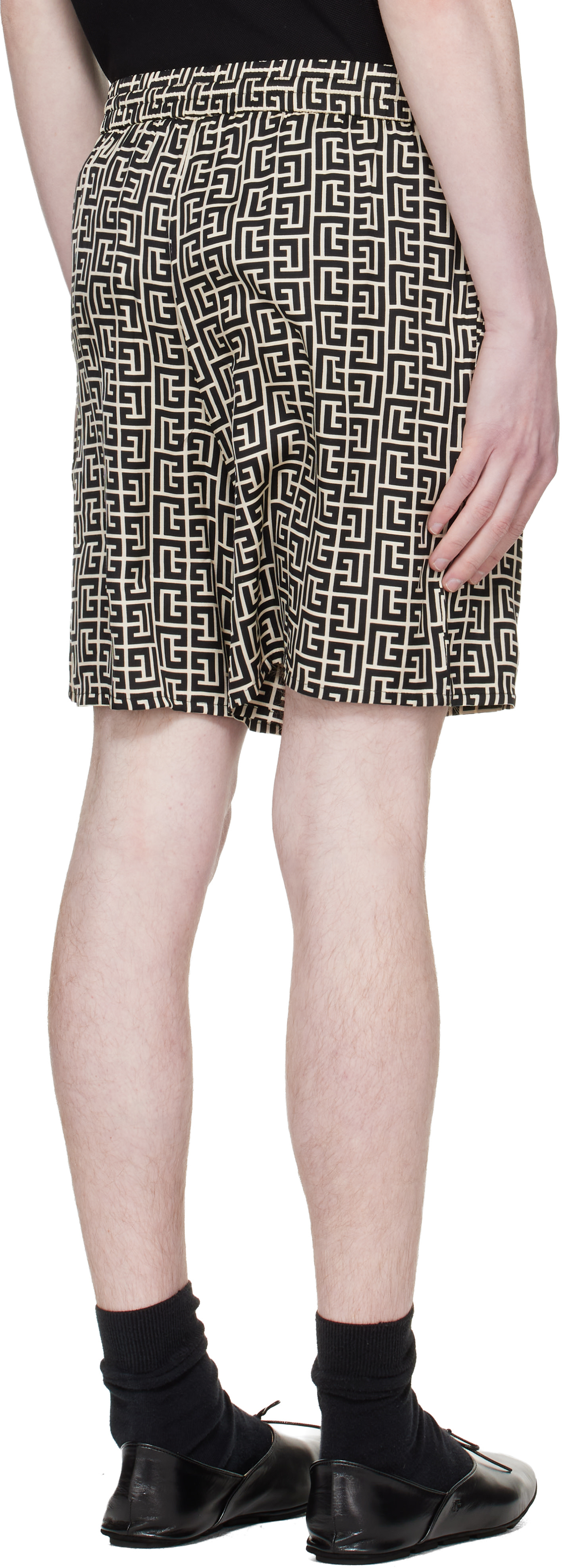 Balmain - Short de pyjama noir et blanc à monogrammes