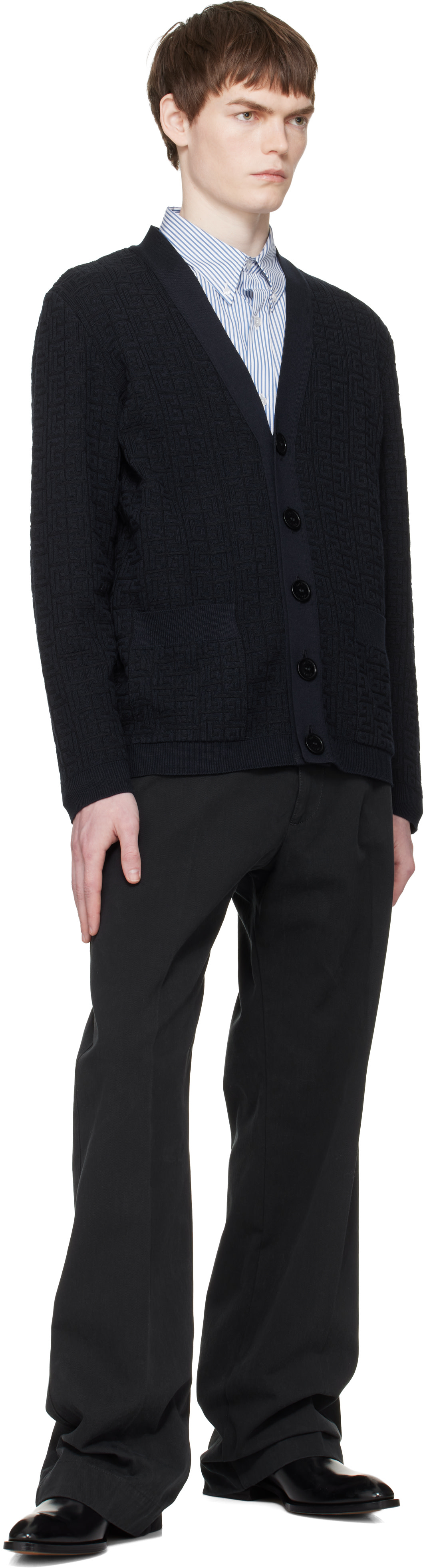 Balmain - ネイビー Monogram Vanise Knit カーディガン