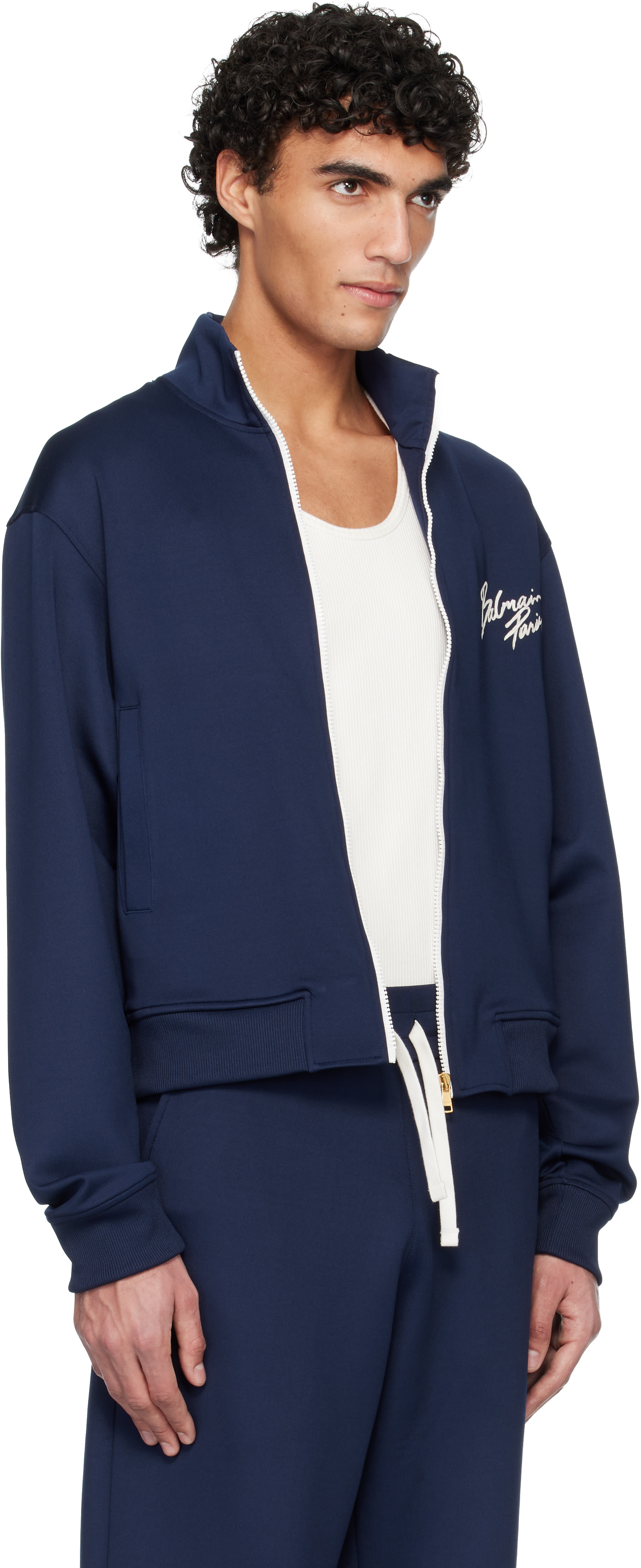 Balmain - ネイビー Printed Signature トラックジャケット