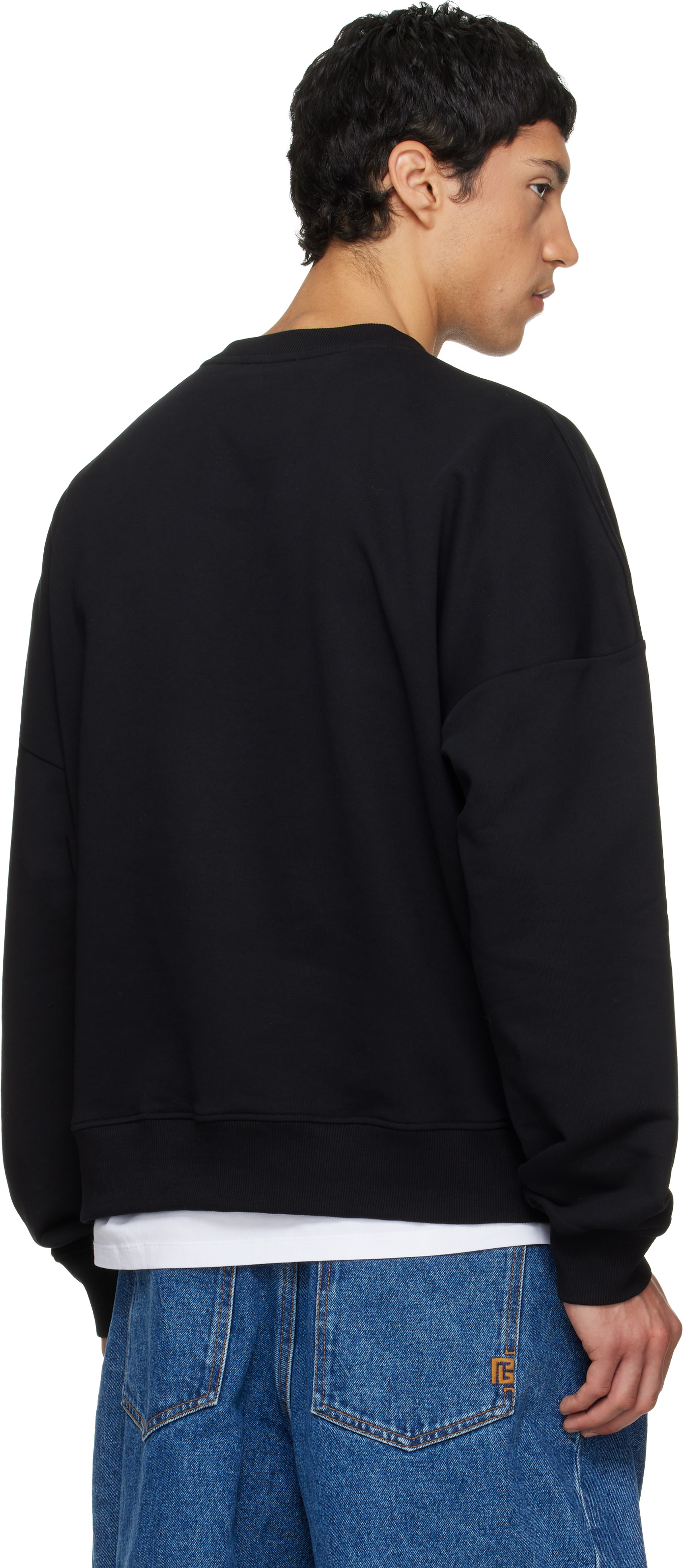 Balmain - Pull molletonné noir en coton à logo