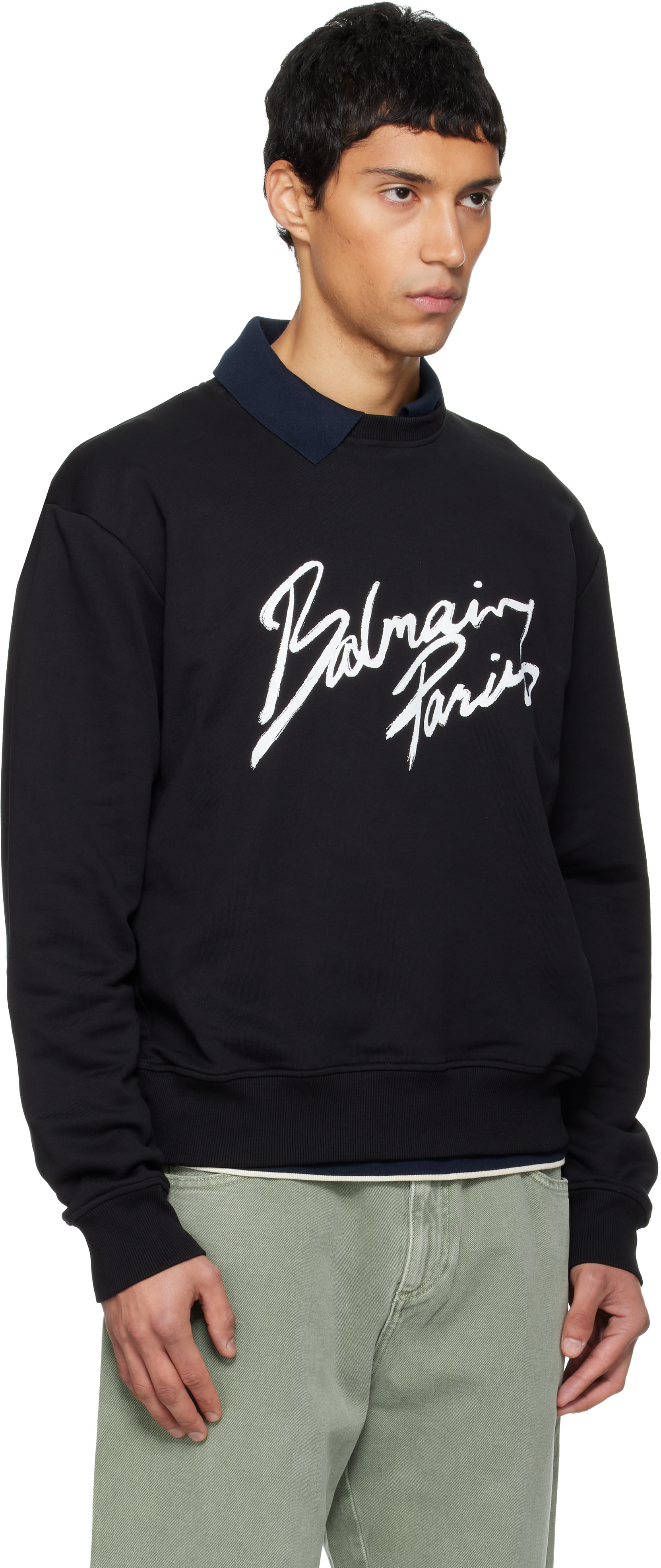 Balmain - Pull molletonné 'Balmain Paris' noir