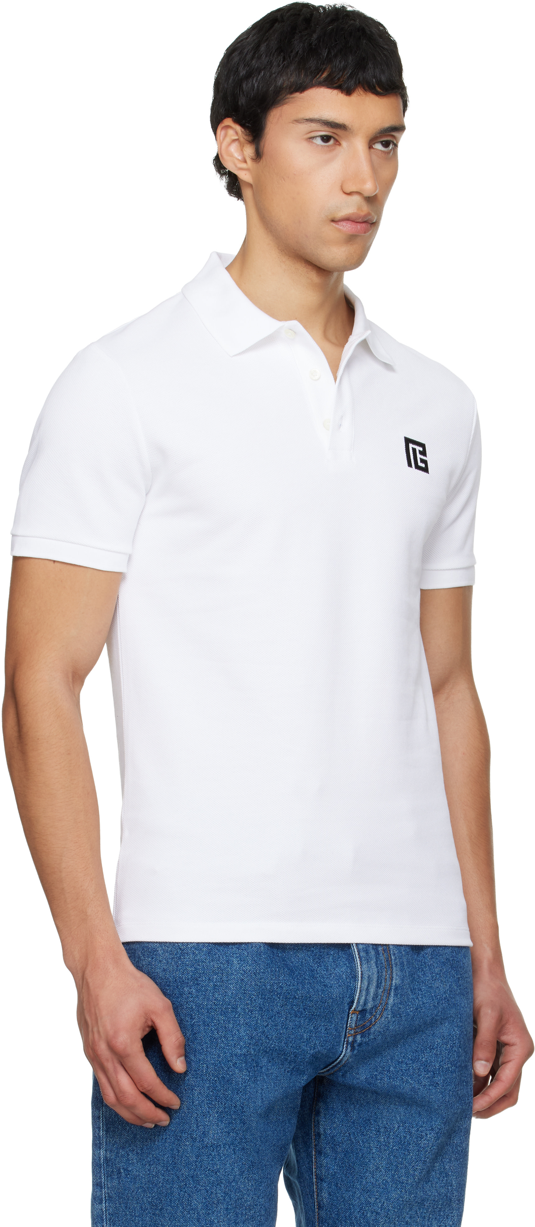 BALMAIN - White Embroidered Cotton Polo