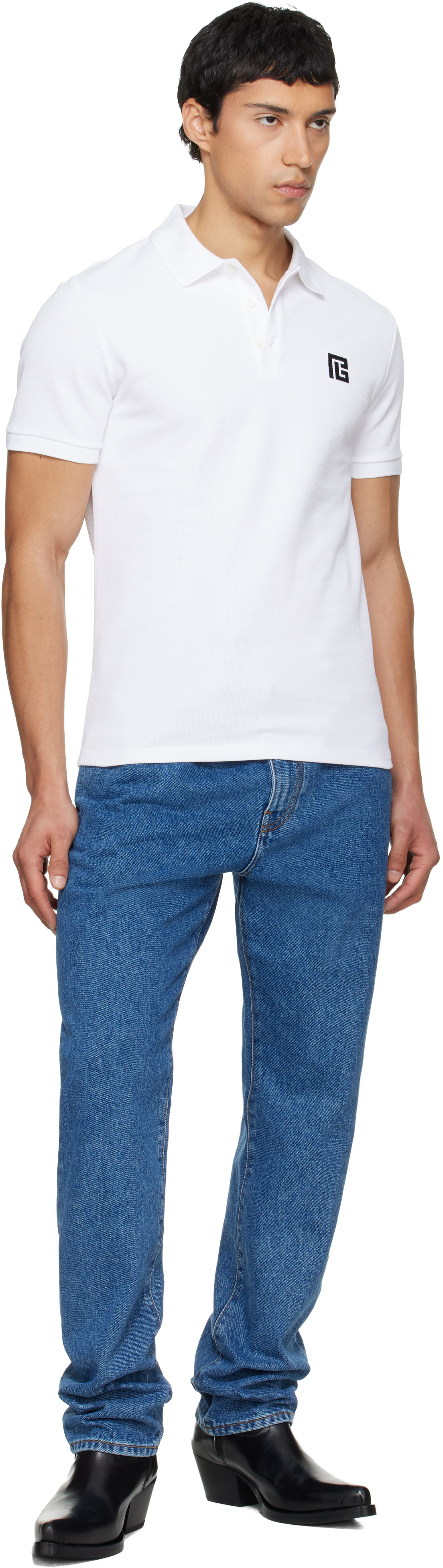 BALMAIN - White Embroidered Cotton Polo